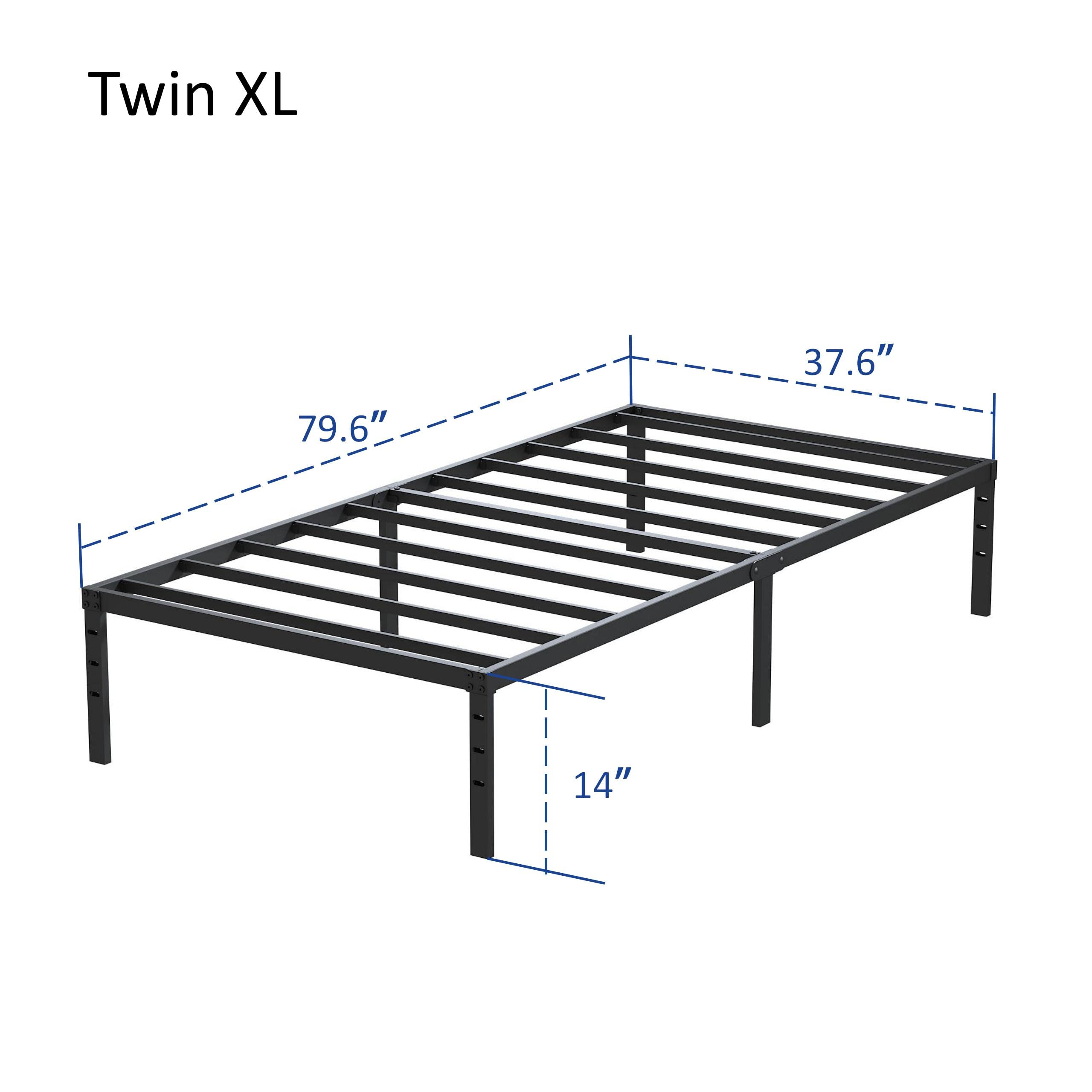 Heavy Duty 14 Inch Twin XL Metal Platform Bed Frame - No Box Spring Needed, Supports Up to 2500 lbs, Easy Assembly, Noise Free, Black - Perfect for Dorm Rooms, Guest Beds & Small Spaces