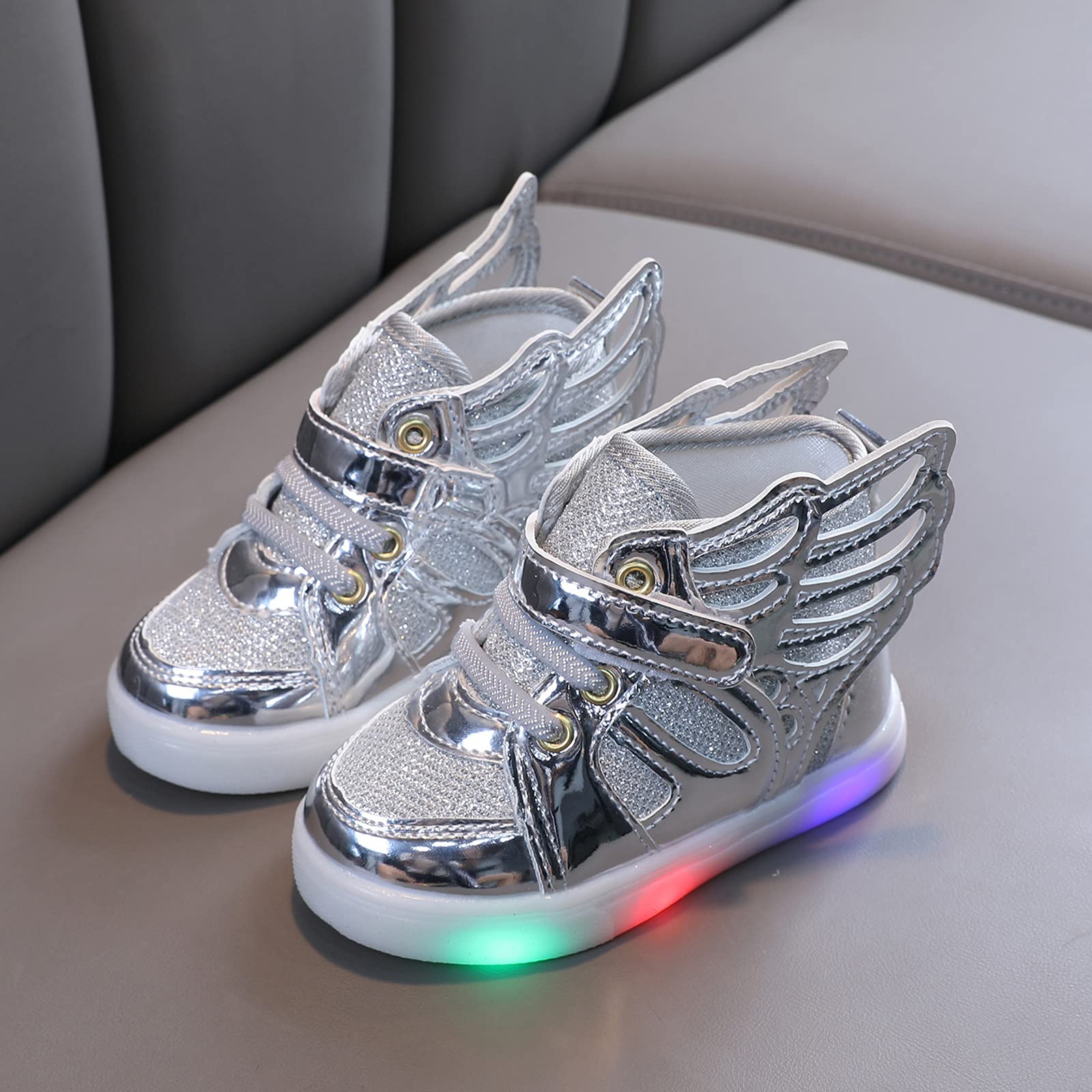 LED Light Up Sneakers for Toddlers - Girls Bling Slip-On Shoes for Play & Sports
