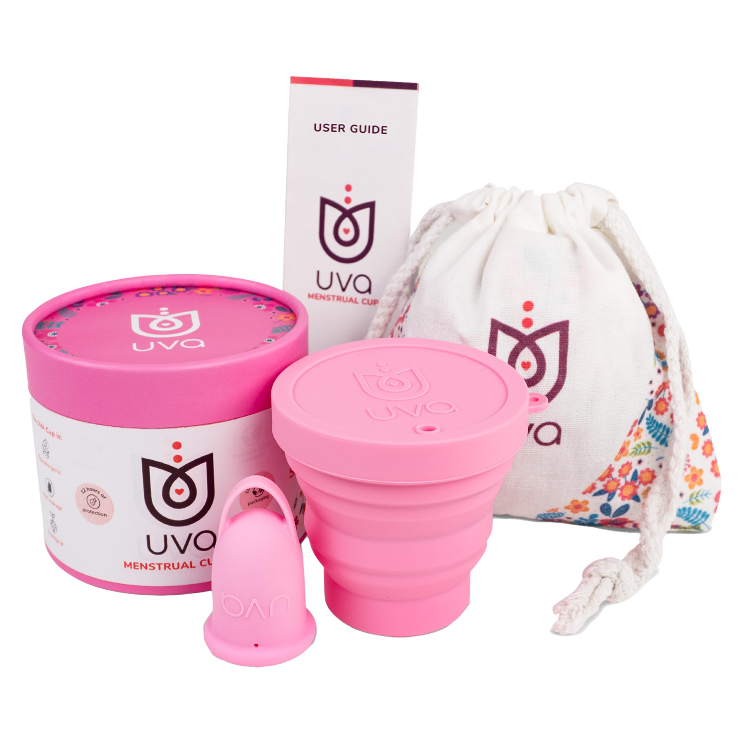 UVA 2 Reusable Menstrual Cup Kit - Size 0 for Light Flow - 10-Year Durable & Leak-Proof Medical Grade Silicone - Small Menstrual Cup with Sterilizer & Travel Pouch - Perfect for Active Lifestyles, Travel, and Eco-Friendly Period Care