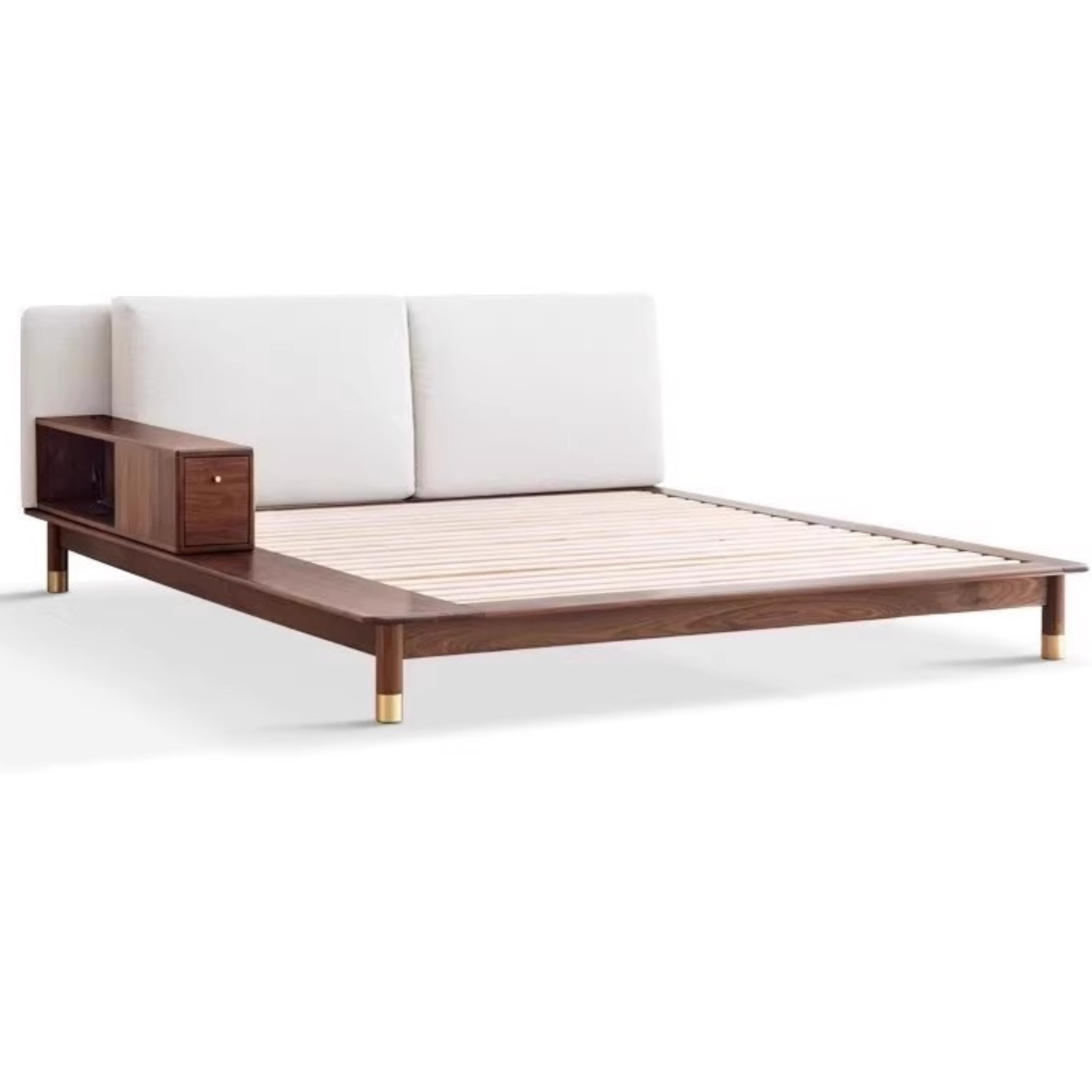 Premium Black Walnut Solid Wood Bed Frame - Luxury Multifunctional Soft Bed for Master Bedroom & Guest Room - Modern & Stylish Home Furniture