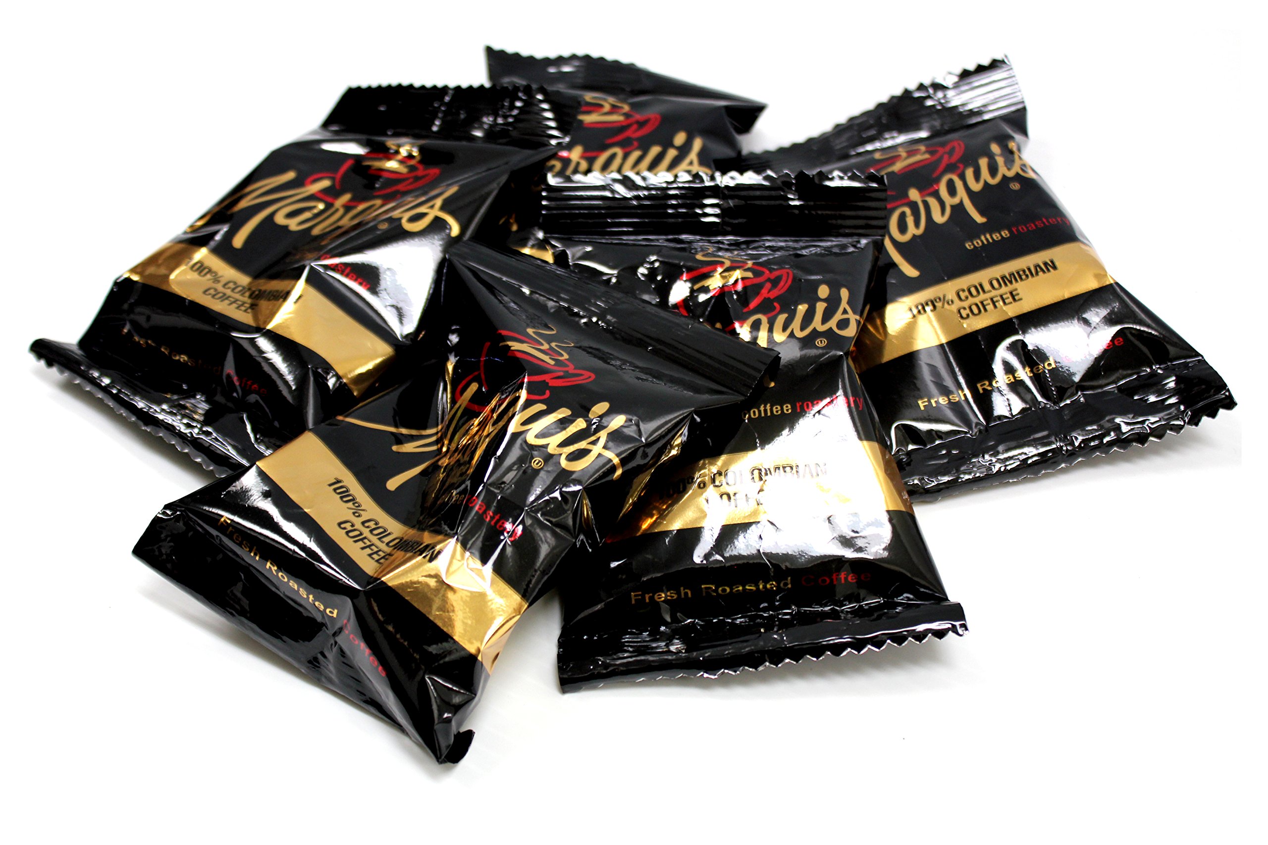 Premium Colombian Ground Coffee by Marquis - 1.25oz Pack | Rich & Aromatic for Home Brewing, Office Use & Gifts