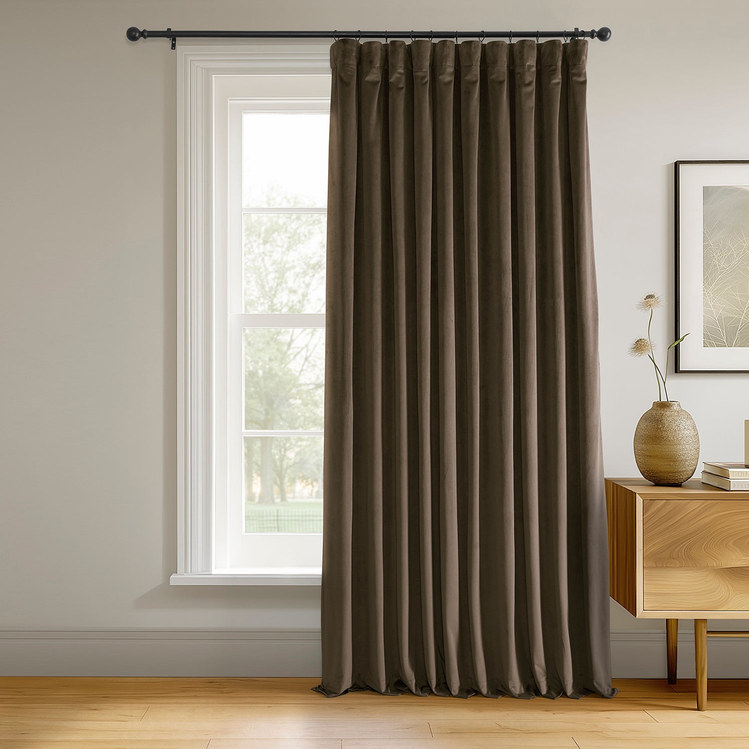 Premium Blackout Curtains for Bedroom - Extra Wide Thermal Insulated Velvet Drapes with Noise Reduction, 100% Light Blocking for Home Theater & Nursery (Java Signature Collection) - Perfect for Shift Workers & Light Sleepers