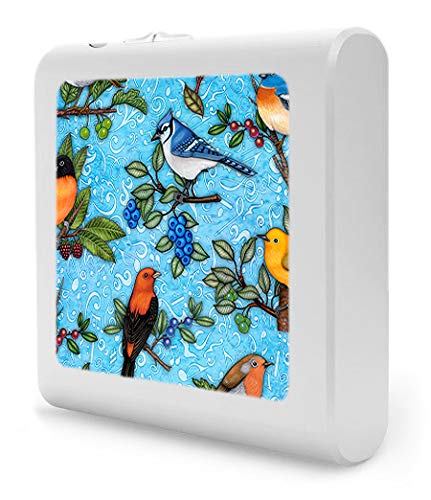 Dimmable LED Night Light with Auto On/Off Sensor, Adjustable Brightness & Warm White Light - Perfect for Bathroom, Hallway, Nursery & Bedroom (Song Birds Design by Dan Morris) - Energy Saving Nightlight for Kids, Adults & Seniors