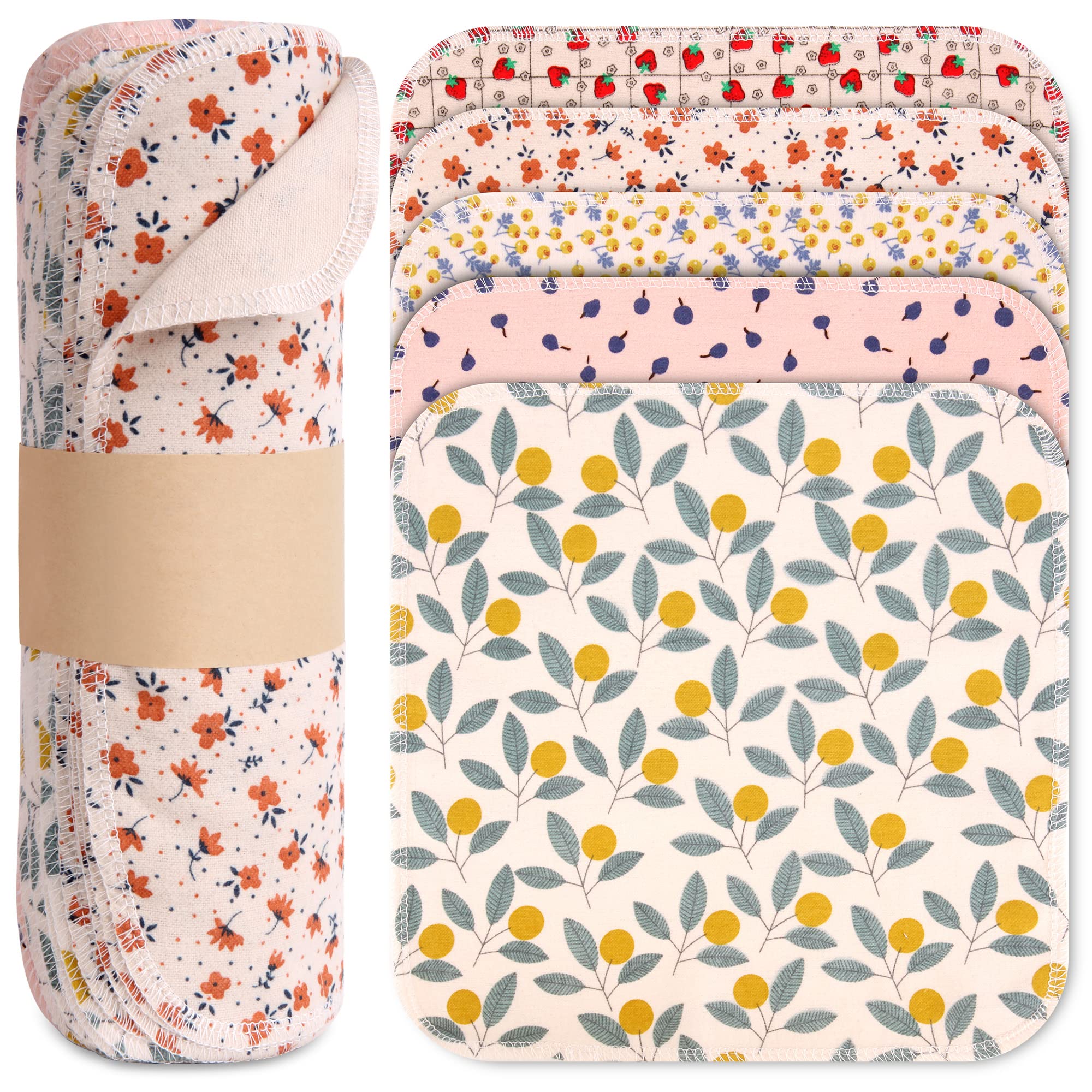25-Pack Reusable Washable Cotton Flannel Paper Towels Roll - 10x10 Inch Super Soft & Absorbent Kitchen Towels with Cardboard Roll | Fits All Holders | Eco-Friendly Alternative for Cleaning, Spills & Household Chores