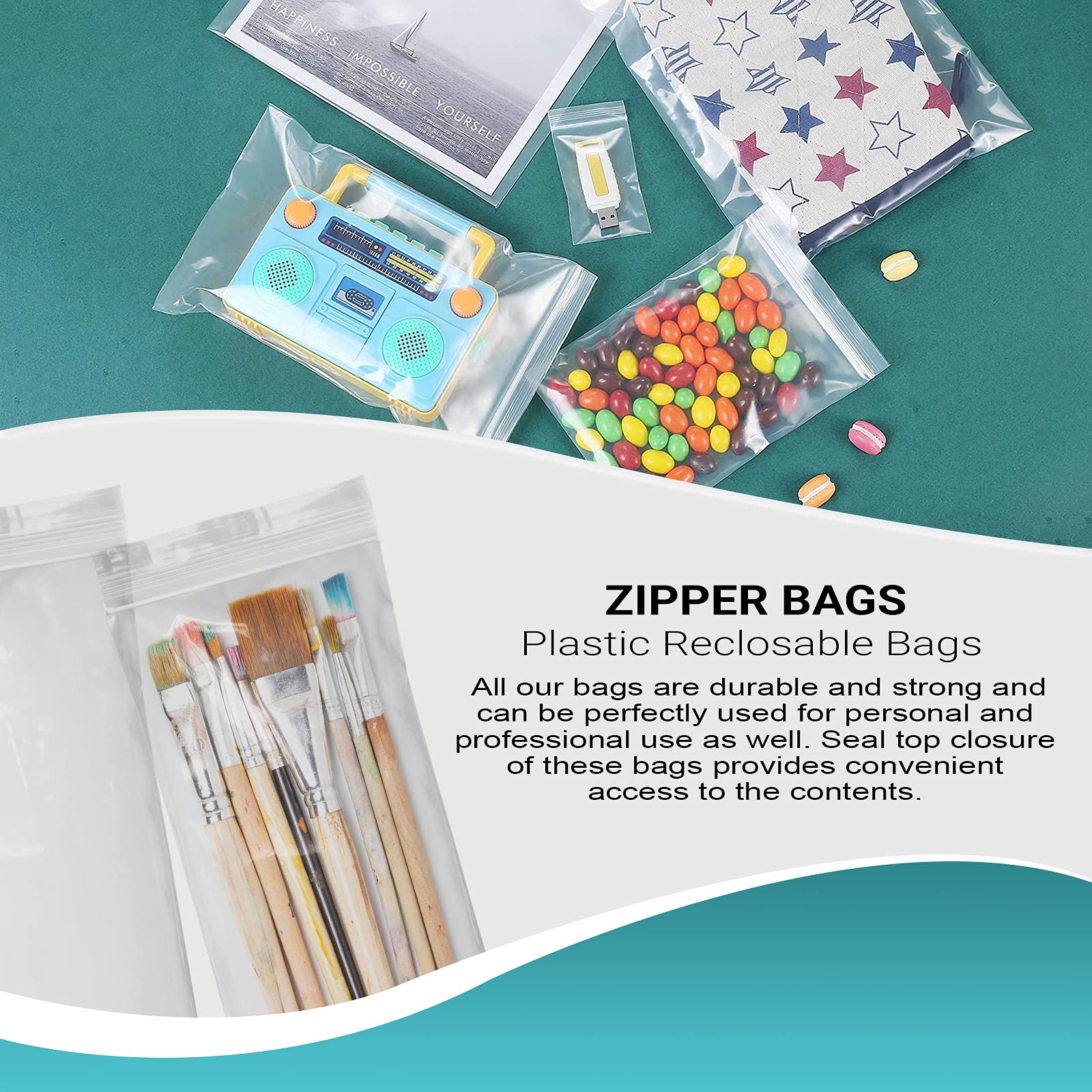 1000 Pack 4x10 Inches Clear Reclosable Zipper Bags - 2 Mil Thick Waterproof Plastic Storage Bags for Jewelry, Crafts & Industrial Use | Durable Zipper Closure for Organizing Small Items