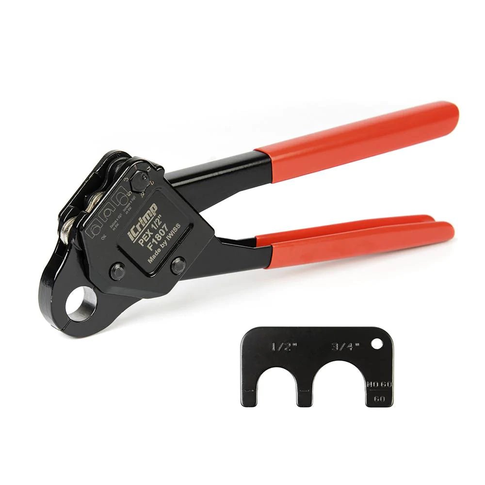 Angled Head PEX Pipe Crimping Tool for 1/2 inch Copper PEX Crimp Rings - Meets All US F1807 Standards - Perfect for Plumbing, HVAC, and Water Supply Installations