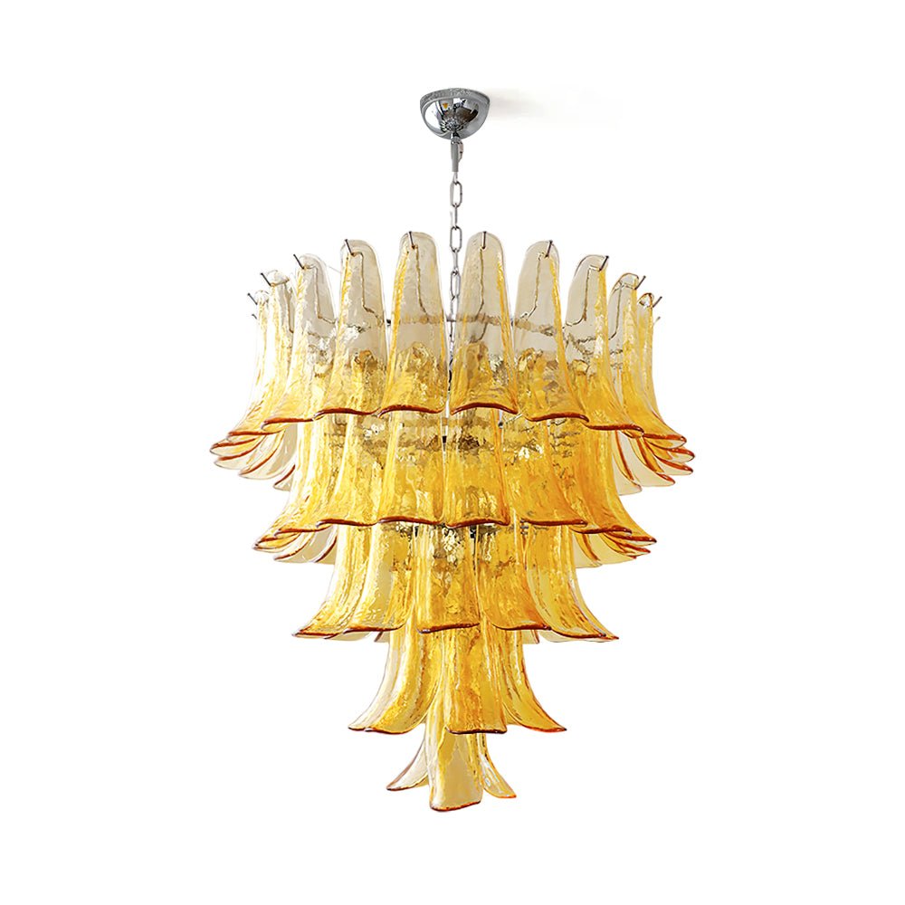 Exquisite Murano Glass Petals Chandelier - Handcrafted Italian Crystal Ceiling Light Fixture for Dining Room, Living Room & Bedroom Decor