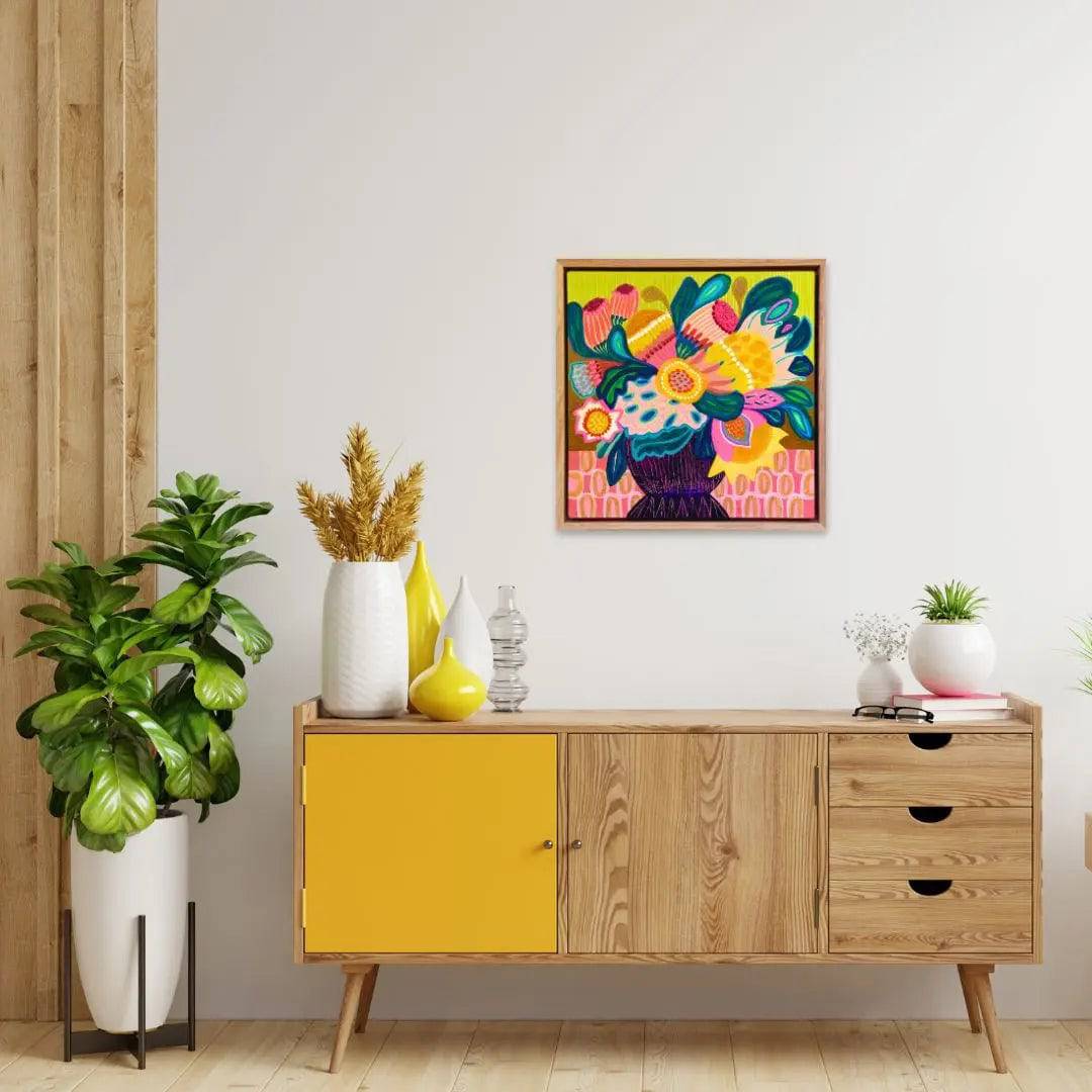 Floral Fantasia Original Handmade Painting - Vibrant Floral Artwork for Home Decor, Living Room, Bedroom & Office Wall Art