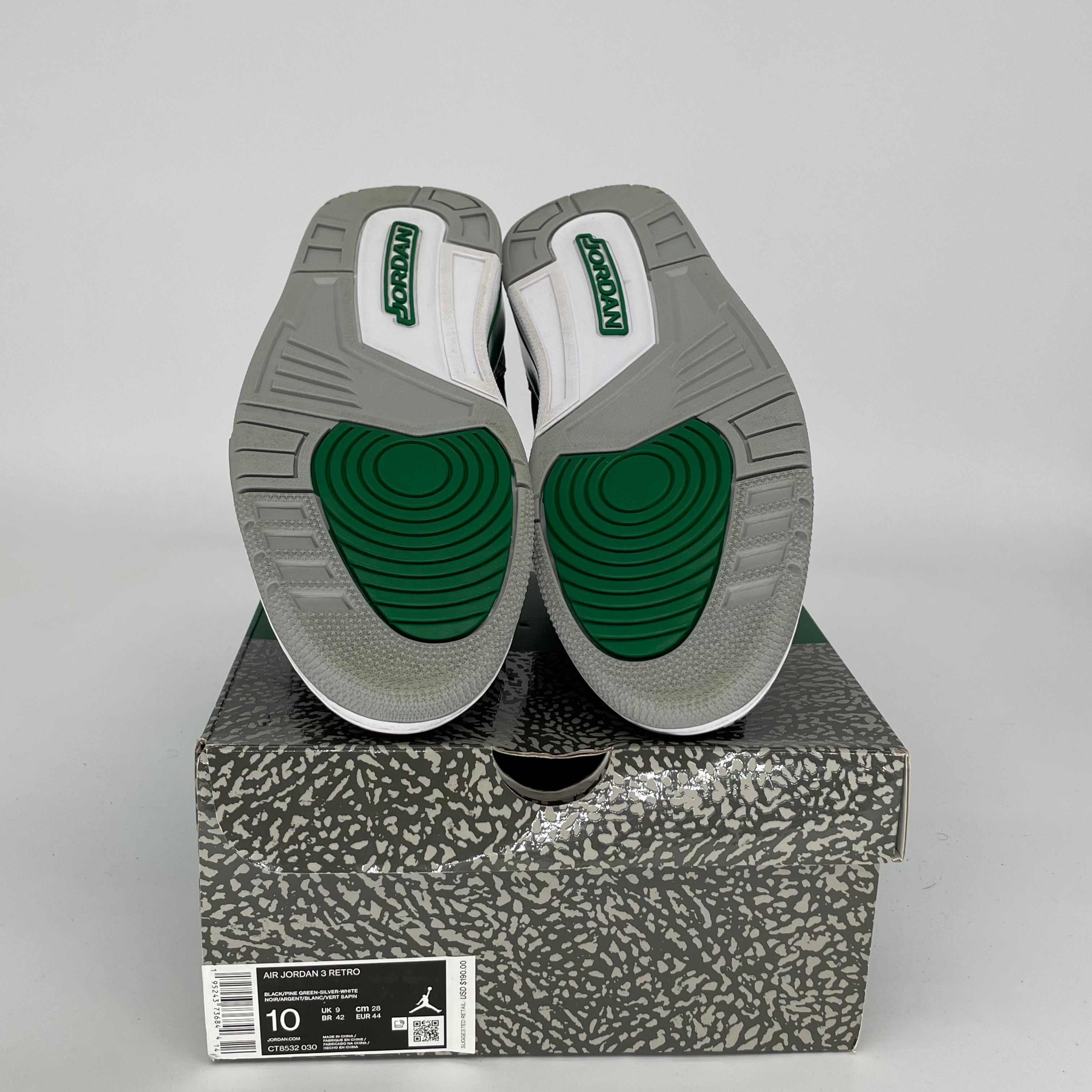 AIR JORDAN 3 PINE GREEN Men's Basketball Shoes - Size 10 (CT8532-030) - Retro Sneakers for Streetwear & Casual Style