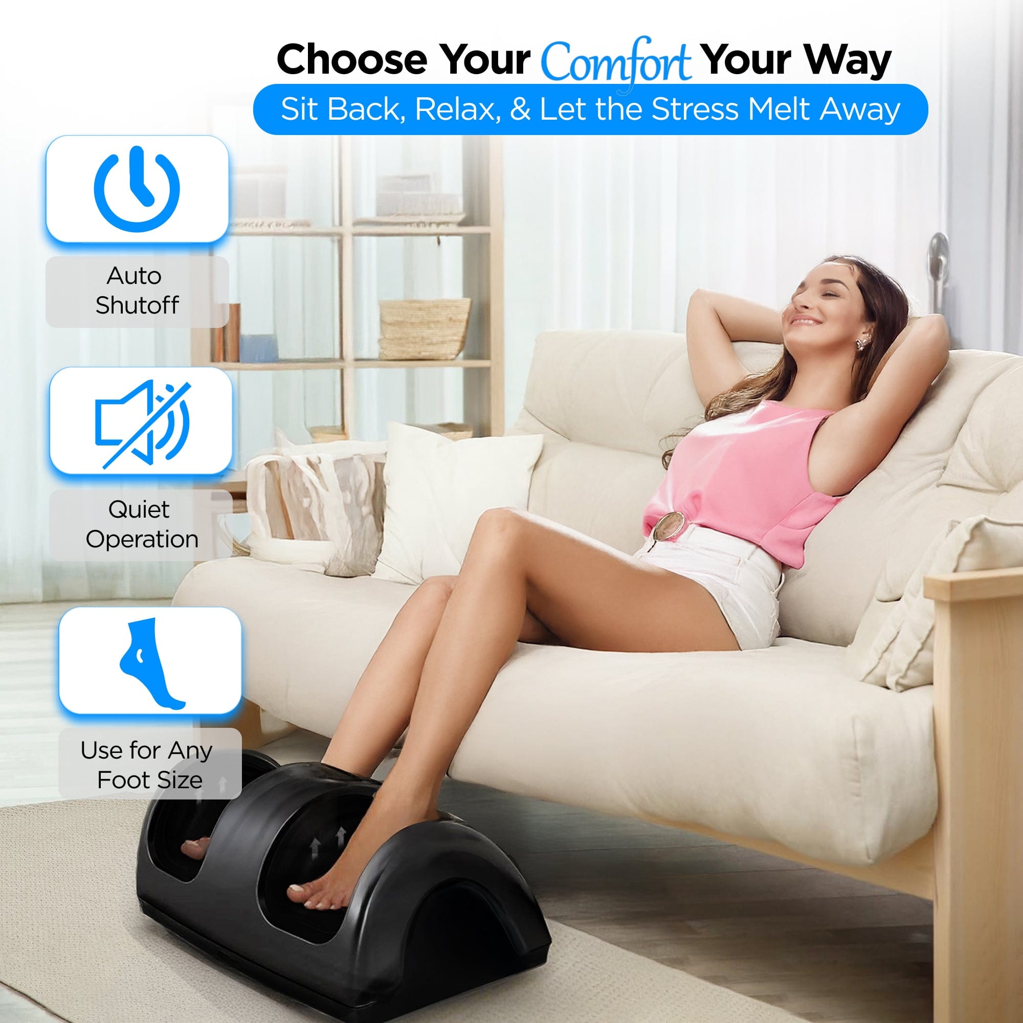 Dr Physio USA Bliss Shiatsu Electric Foot Massager - Deep Tissue Kneading for Muscle Pain Relief, Varicose Vein & Plantar Fasciitis - Improves Blood Circulation - Perfect for Home, Office & Post-Workout Recovery