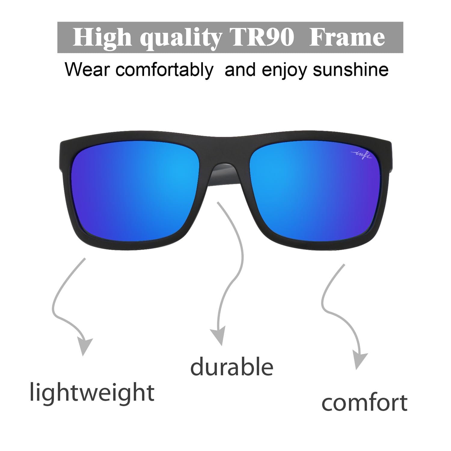 **INFI Polarized Sunglasses for Men - UV400 Protection, Anti-Glare Mirrored Lenses for Fishing, Driving & Running - Lightweight Sport & Outdoor Eyewear**