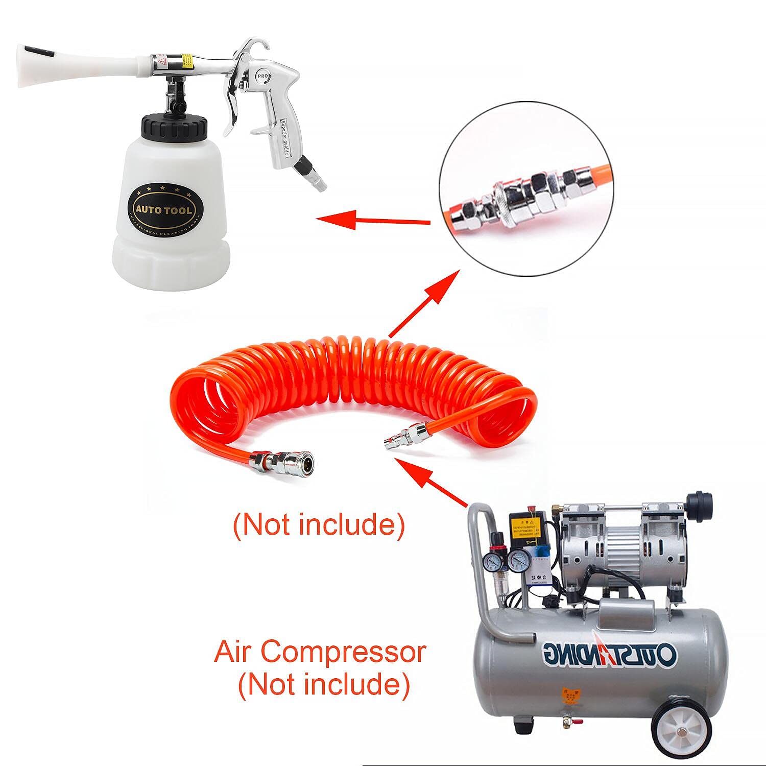 High Pressure Car Wash Gun with 1L Bottle & Washing Brush - Turbo Car Cleaning Kit for Interior & Exterior Detailing | Compatible with Air Compressor | Perfect for Home Car Washing, Auto Detailing & Vehicle Maintenance