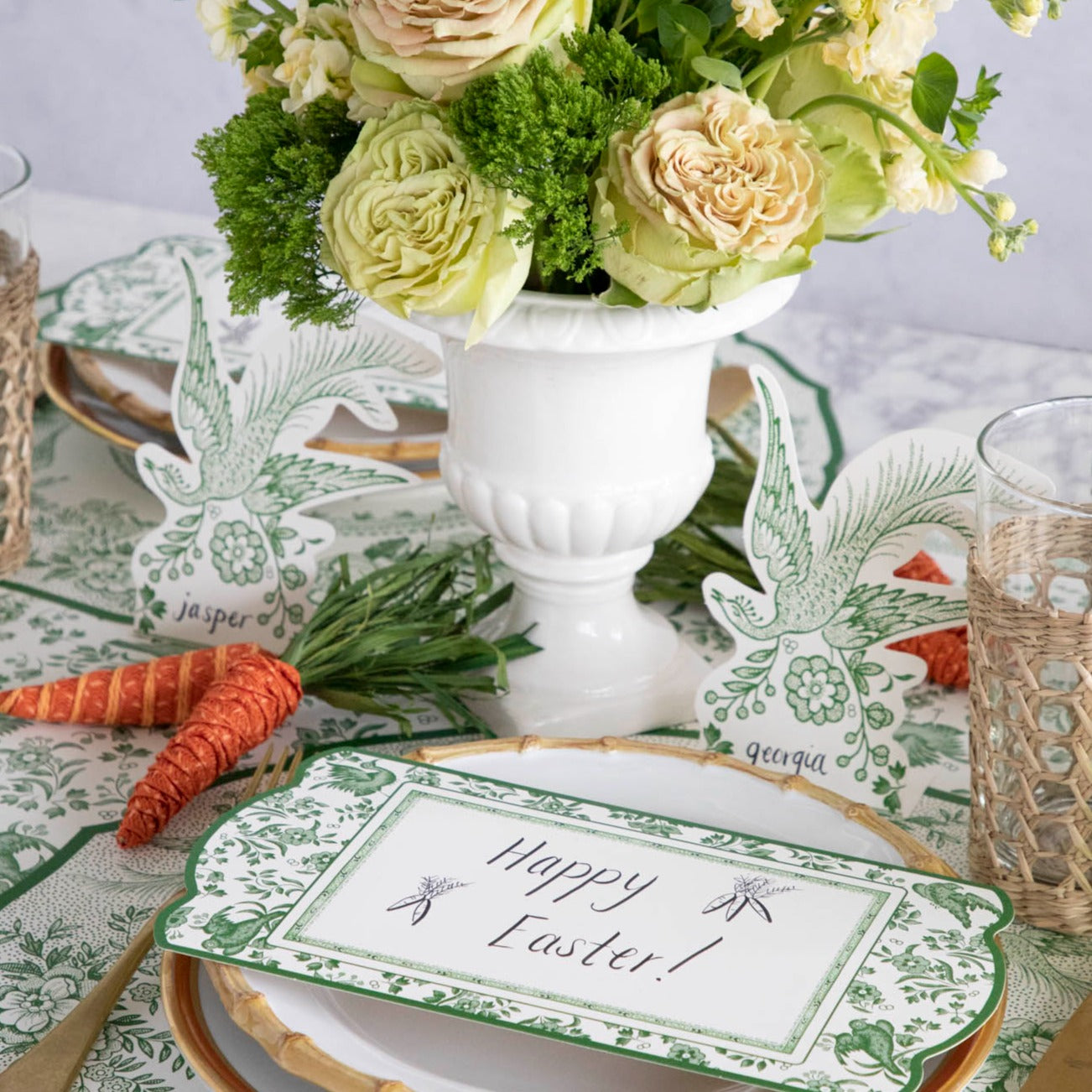 Elegant Green Asiatic Pheasants Place Cards for Weddings, Parties & Events - Premium Table Name Cards for Special Occasions