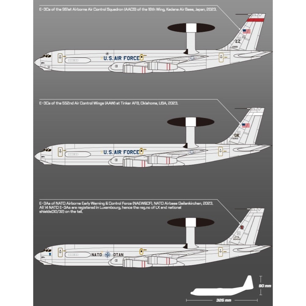 1/144 Scale USAF Boeing E-3G AEW&C Sentry AWACS Aircraft Model - Academy 12629 - Perfect for Collectors, Military Enthusiasts & Model Builders