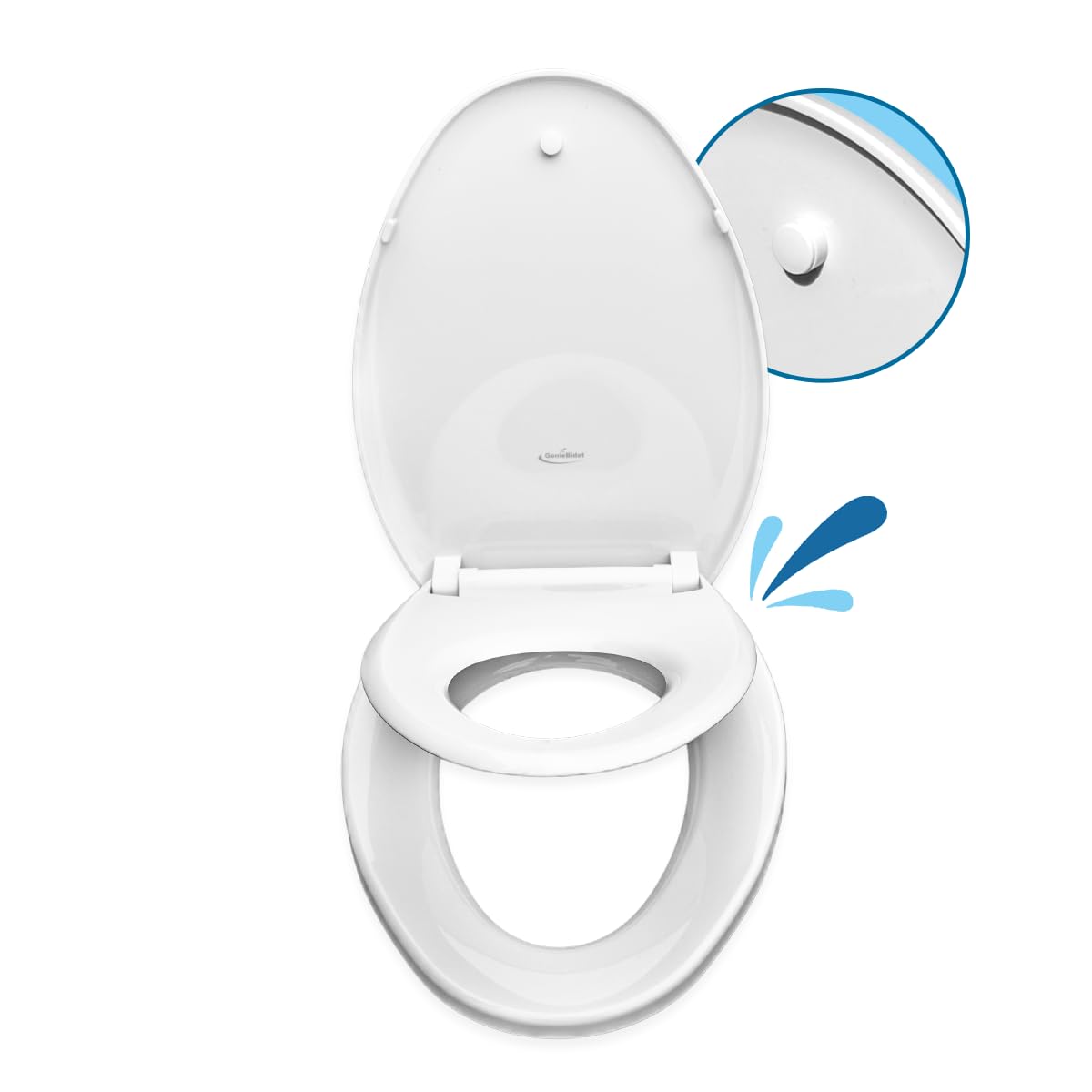 GenieBidet Elongated Toilet Seat with Built-In Toddler Seat - Slow Close Lid, Non-Skid Bumpers, Easy Detach for Potty Training - Bright White - Perfect for Family Bathrooms & Child Potty Training