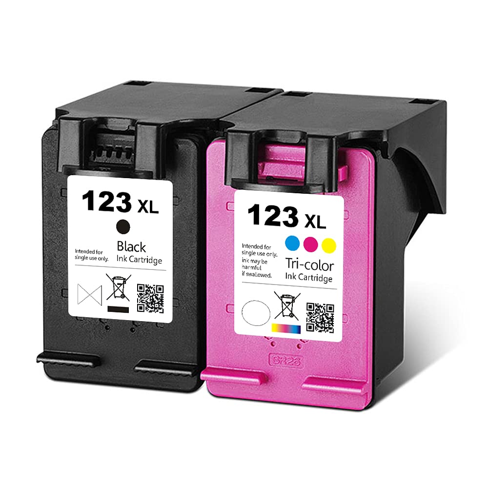 HP 123XL & HP 123 XL Ink Cartridges - Compatible with HP DeskJet 1110/1111/1112/2130/2132/2134 & OfficeJet 3830/3831/3832/3834 Printers - High-Quality Replacement Ink for Home & Office Printing