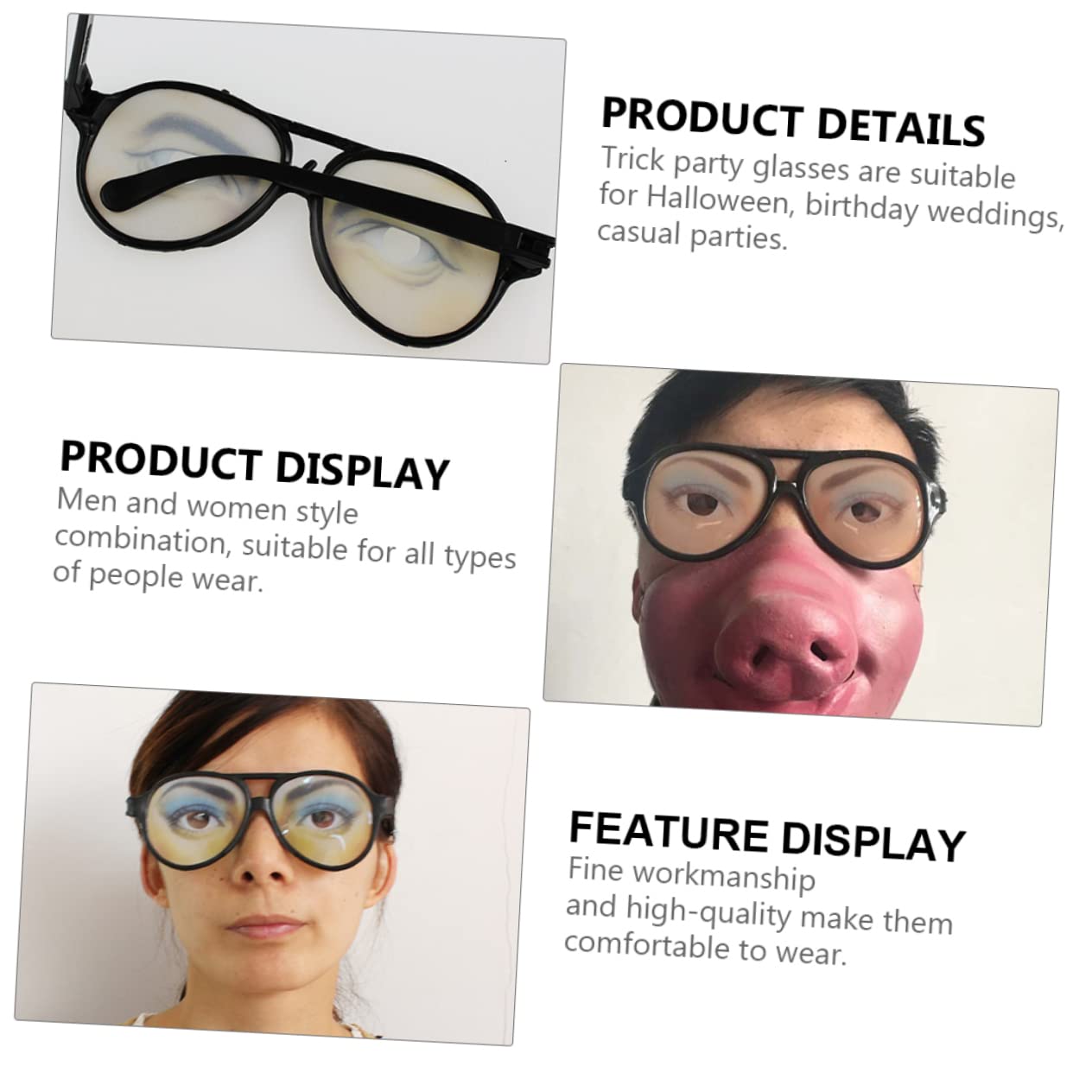 Gadpiparty 4-Pack Eyeball Sunglasses - Fun Novelty Party Glasses for Kids & Adults - Perfect for Birthday Parties, Halloween Costumes & Themed Events