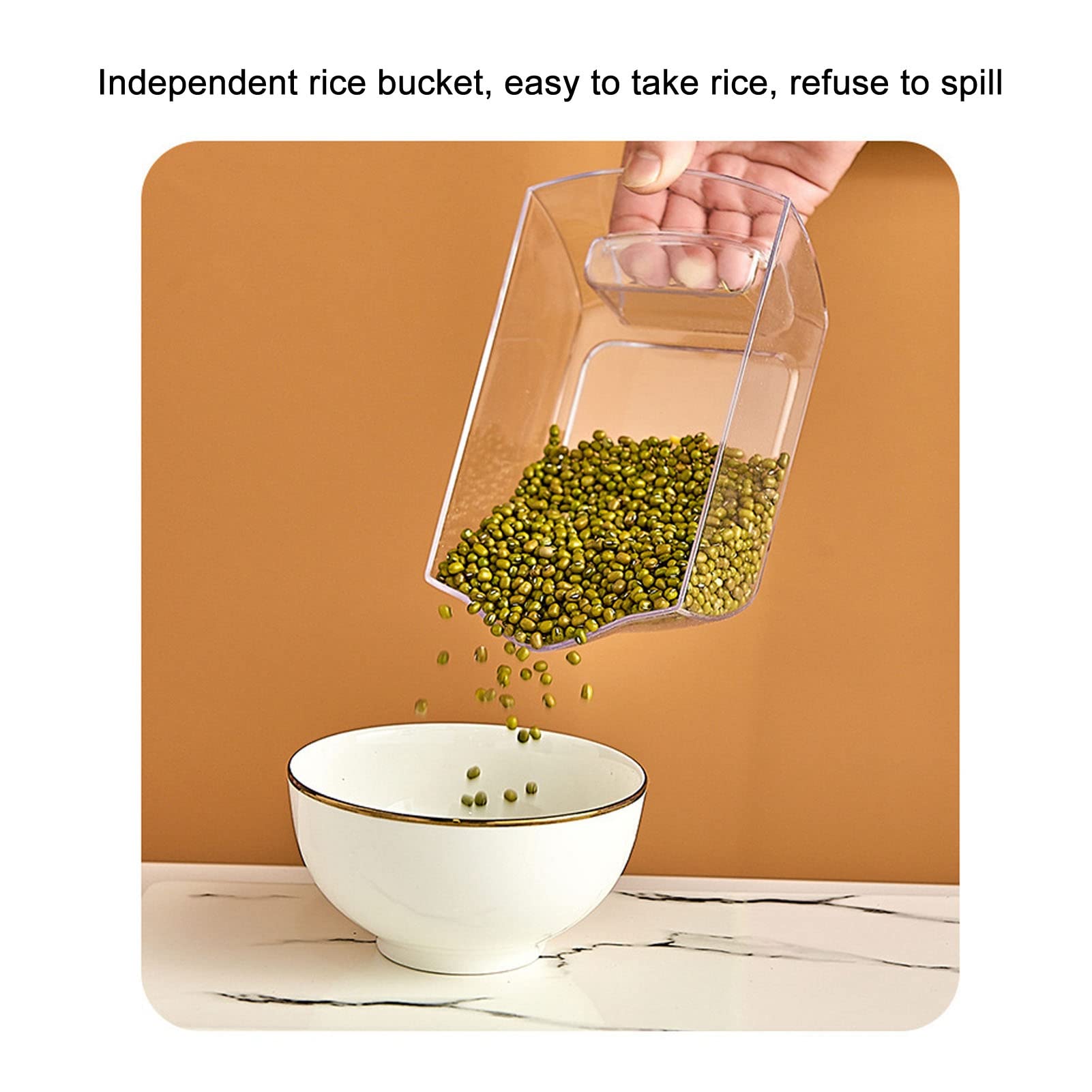 360° Rotating 6-Grid Rice & Grain Storage Container with Lid - 5kg Airtight Dry Food Dispenser for Kitchen, Pantry Organization - Perfect for Storing Rice, Flour, Cereal & Bulk Foods