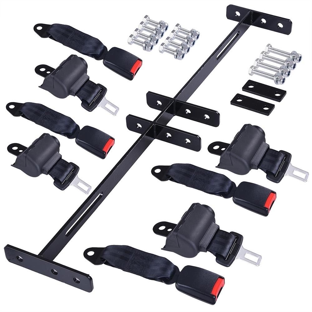 Retractable Golf Cart Seat Belts with Bracket Kit - Universal Fit for EZGO, Yamaha, Club Car - Safety Harness for Golf Carts, Utility Vehicles & Neighborhood Electric Vehicles (NEVs)