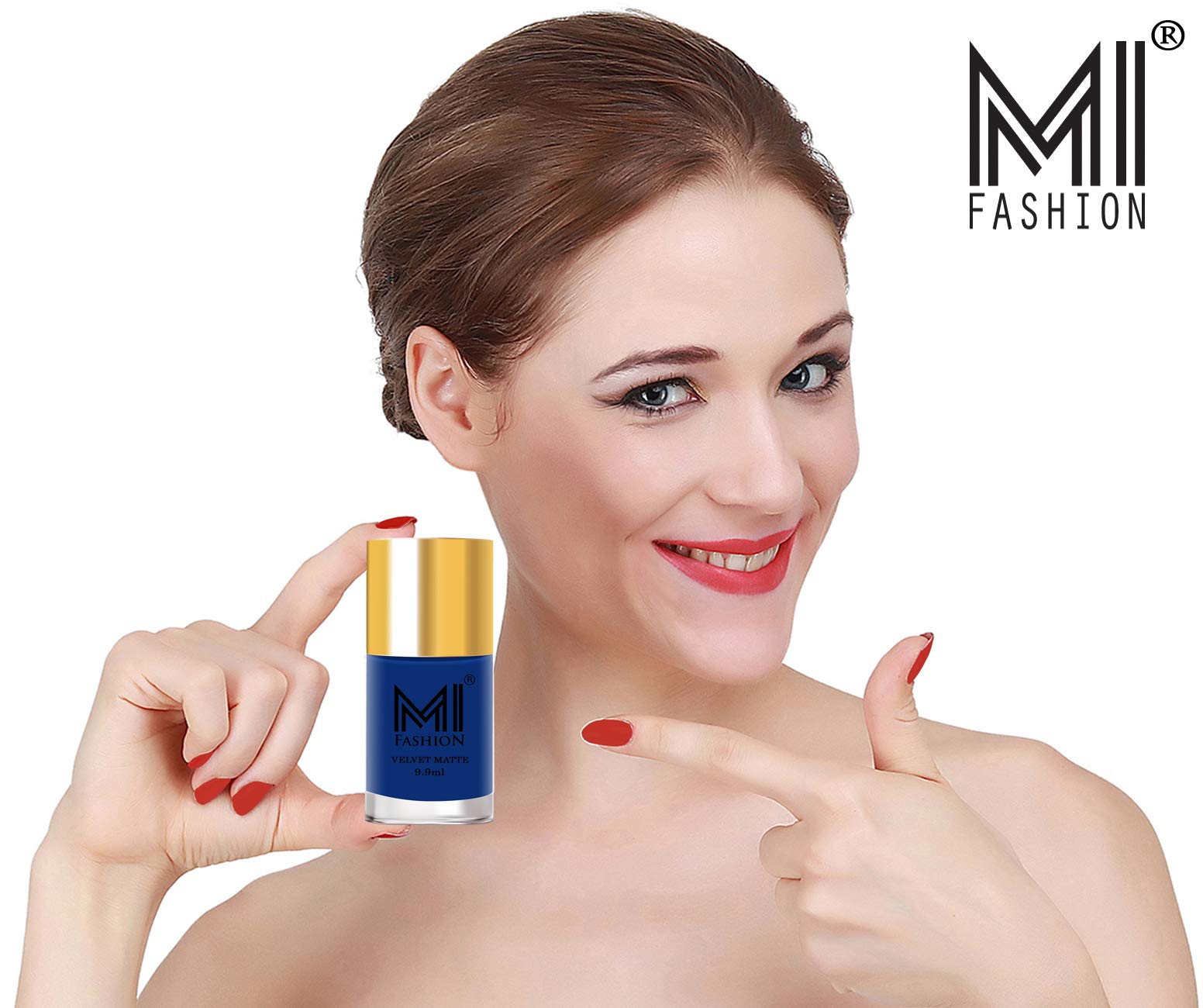 MI FASHION Velvet High Finish Matte Nail Polish Set - 4 Colors (Navy Blue, Neon Orange, Black, Dark Nude) 9.9ml Each - Long Lasting & Chip Resistant - Perfect for Parties, Weddings & Everyday Wear