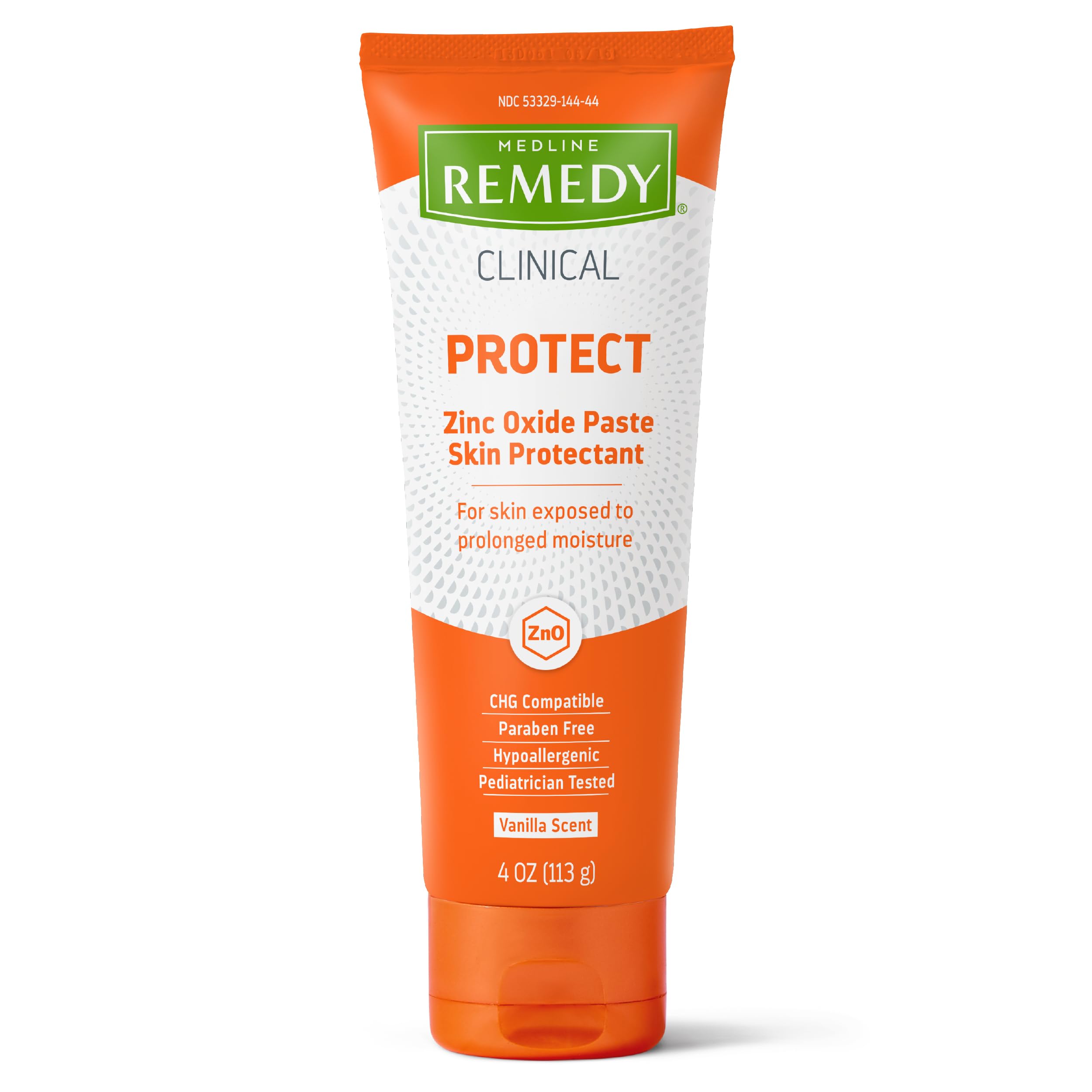 Medline Remedy Clinical Zinc Oxide Paste Skin Protectant - 144 Packets (0.13 fl oz) | Vanilla Scented Diaper Rash Cream for Adults & Kids | Incontinence Care & Wetness Protection | Paraben-Free | Ideal for Diaper Changes, Bedridden Patients & Sensitive Skin Care