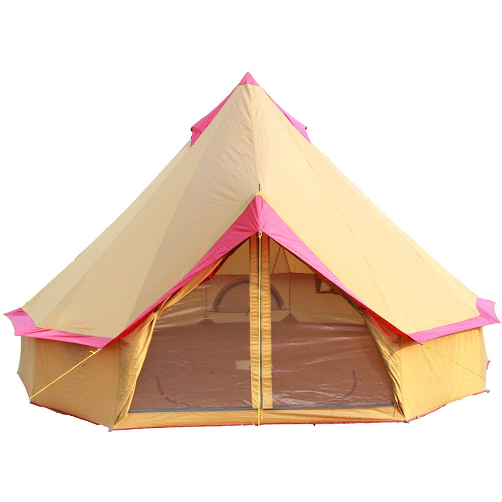 4 Season Yurt Tents for Camping - 4M Waterproof Bell Tent with Zipped Groundsheet - 5-12 Person Heavy Duty Canvas Tent for Outdoor Festivals, Glamping, and Emergency Shelter - Perfect for Family Camping Trips and Backyard Adventures