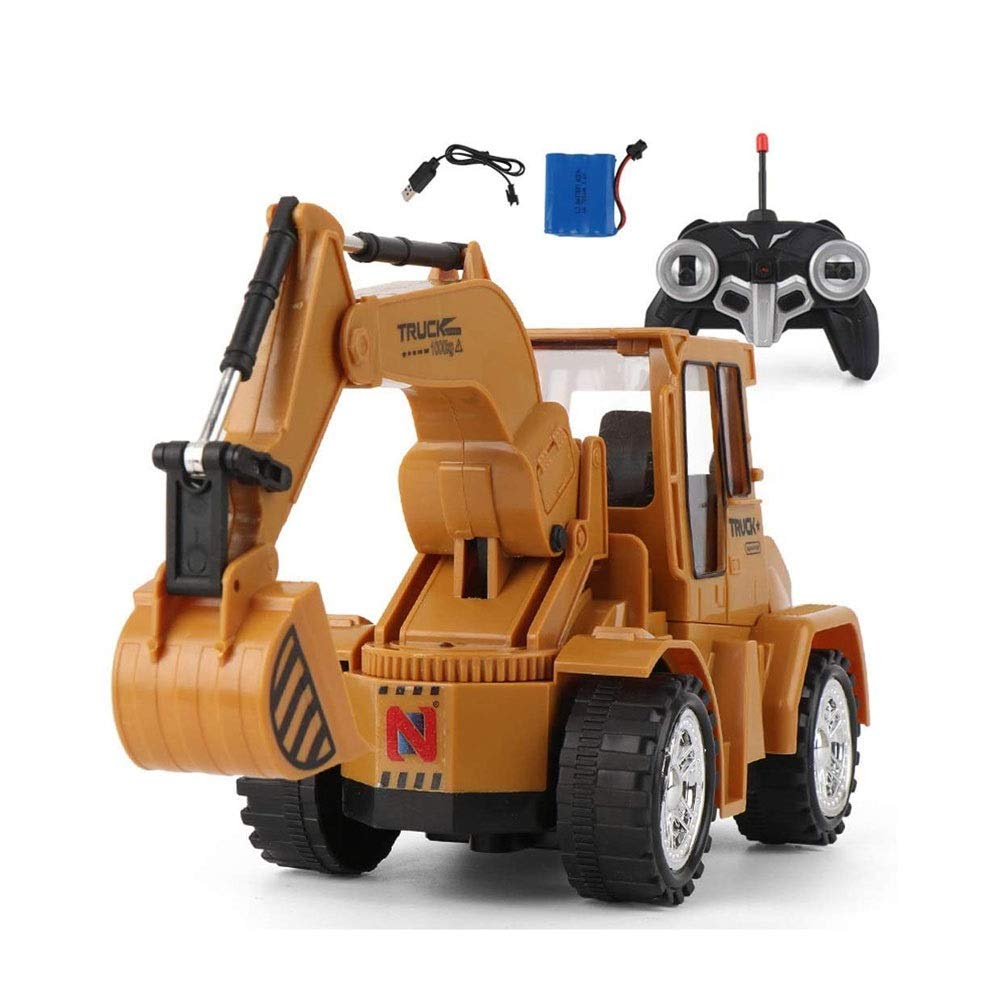Qin 1:16 Scale Remote Control Excavator Toy - 5 Channel Rechargeable RC Construction Vehicle with Full Functions | Kids Outdoor Play, Construction Site Simulation, Birthday Gift for Boys