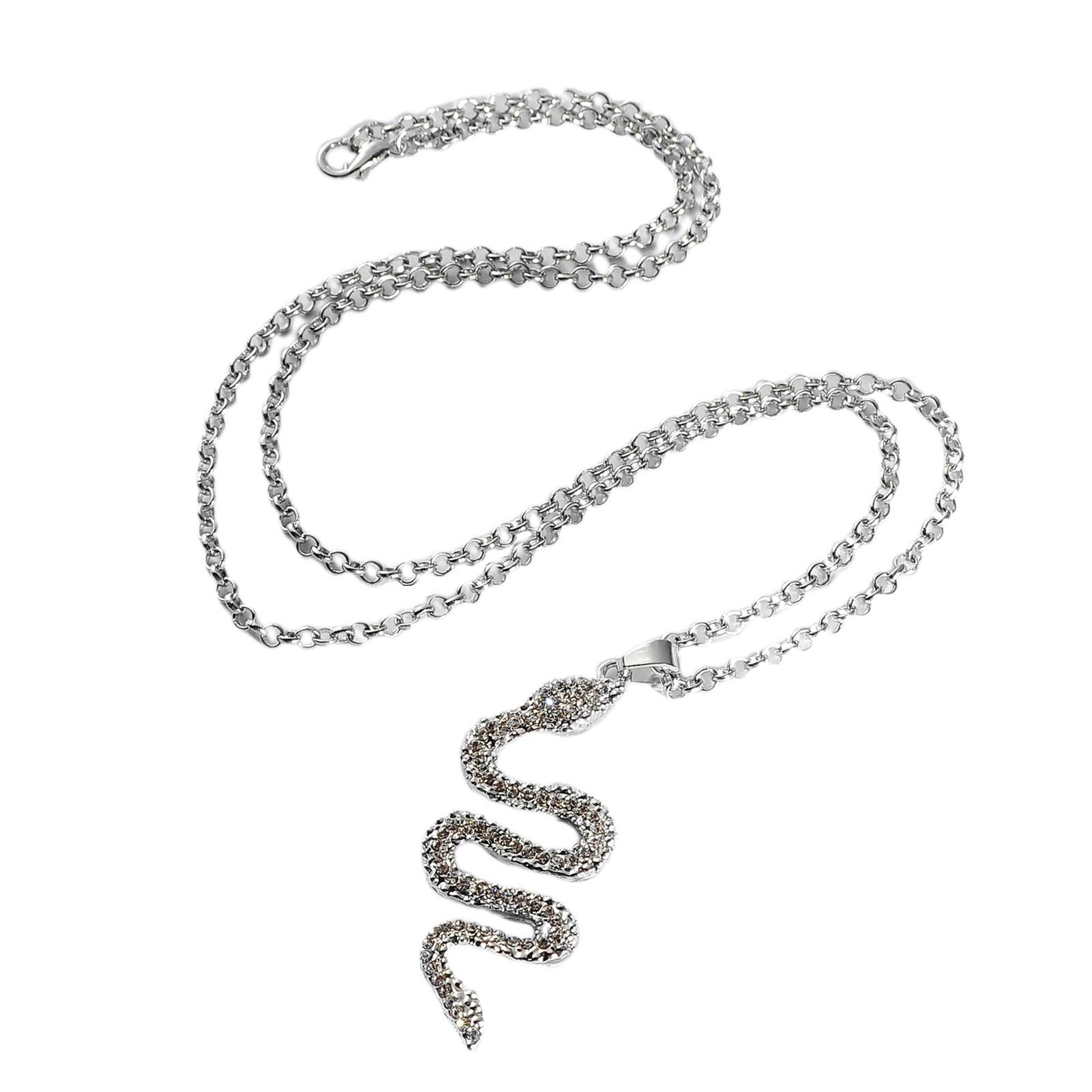 Sparkling Rhinestone Snake Pendant Necklace with Gold Chain - Elegant Women's Jewelry for Teens & Girls | Perfect for Sweater Pairing, Party Wear & Everyday Fashion Accessories