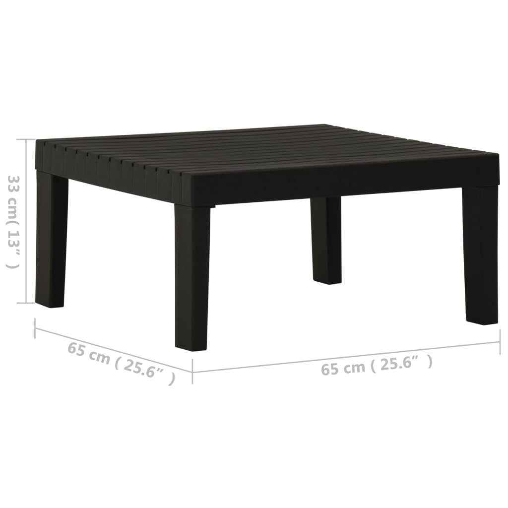 vidaXL Outdoor Patio Lounge Table - Durable Plastic Square Table for Garden, Poolside & Balcony - Easy Assembly & Cleaning - Lightweight Portable Design in Gray - Perfect for BBQs, Parties & Relaxing Outdoors