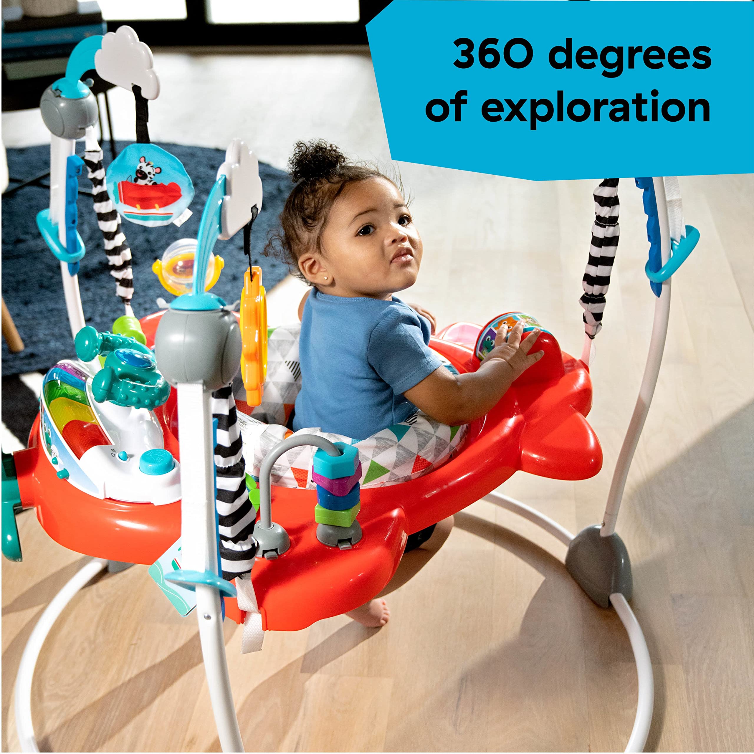 Baby Einstein Ocean Explorers Airplane Adventure 2-in-1 Interactive Activity Jumper with Lights & Sounds - Developmental Toy for Babies 6+ Months - Perfect for Playtime, Learning & Motor Skills Development - Gift for Boys & Girls