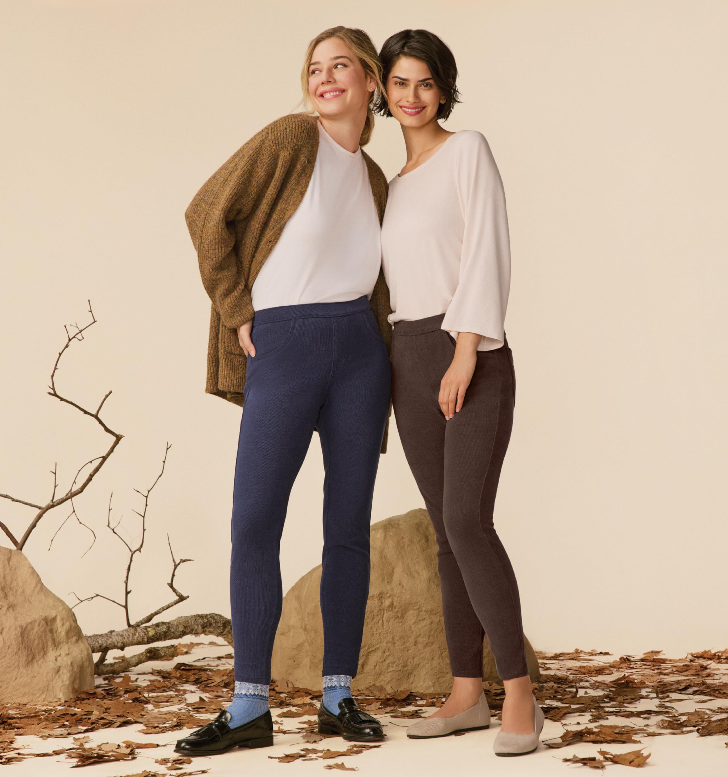 HUE Women's Soft Twill Jean Style Leggings - Comfortable Stretchy Jeggings for Everyday Wear | Perfect for Work, Yoga & Casual Outfits