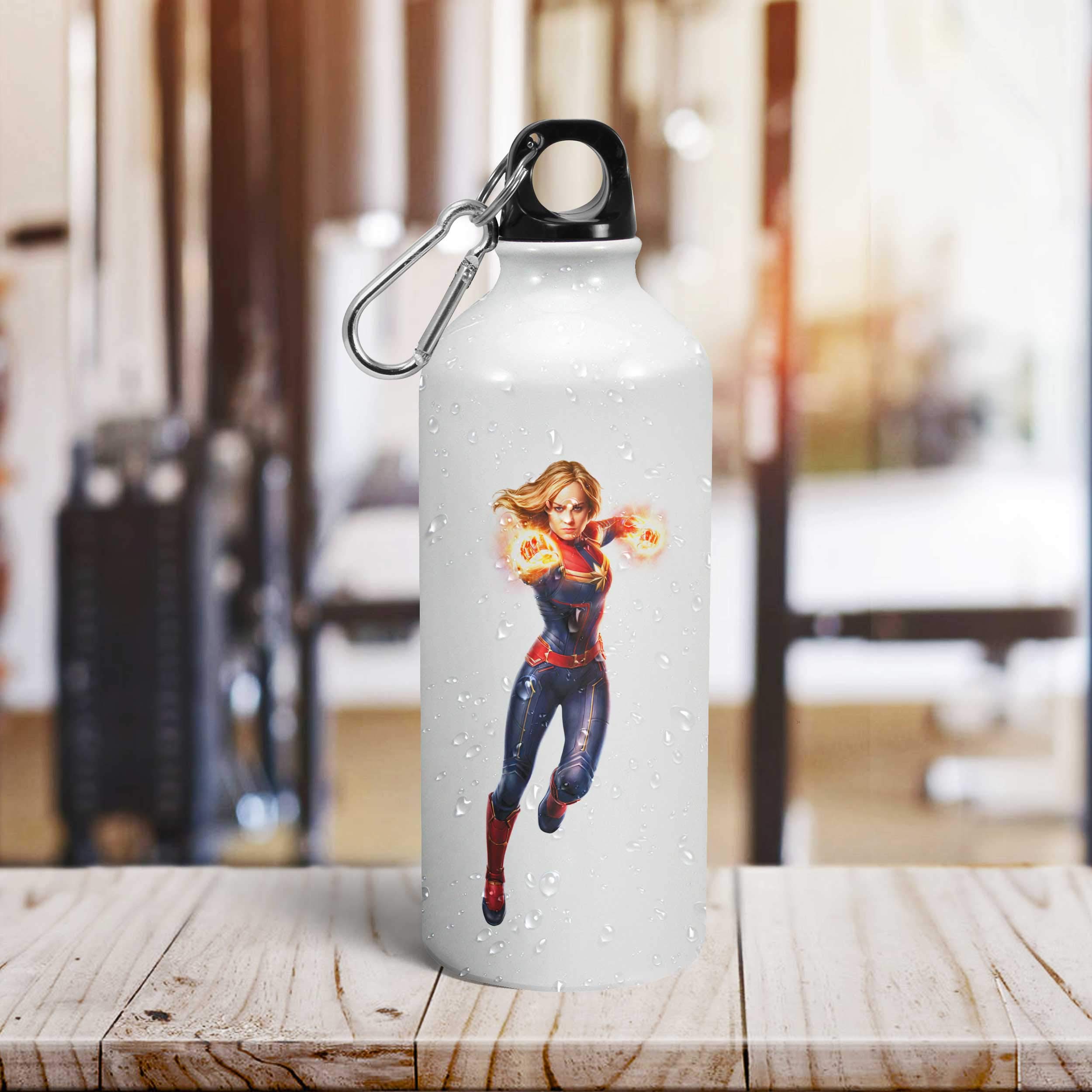 Tee Mafia® Captain Marvel Insulated Water Bottle | 600ml Avengers Themed Stainless Steel Sipper Bottle | Leakproof & BPA-Free | Perfect for Gym, Hiking, School & Office