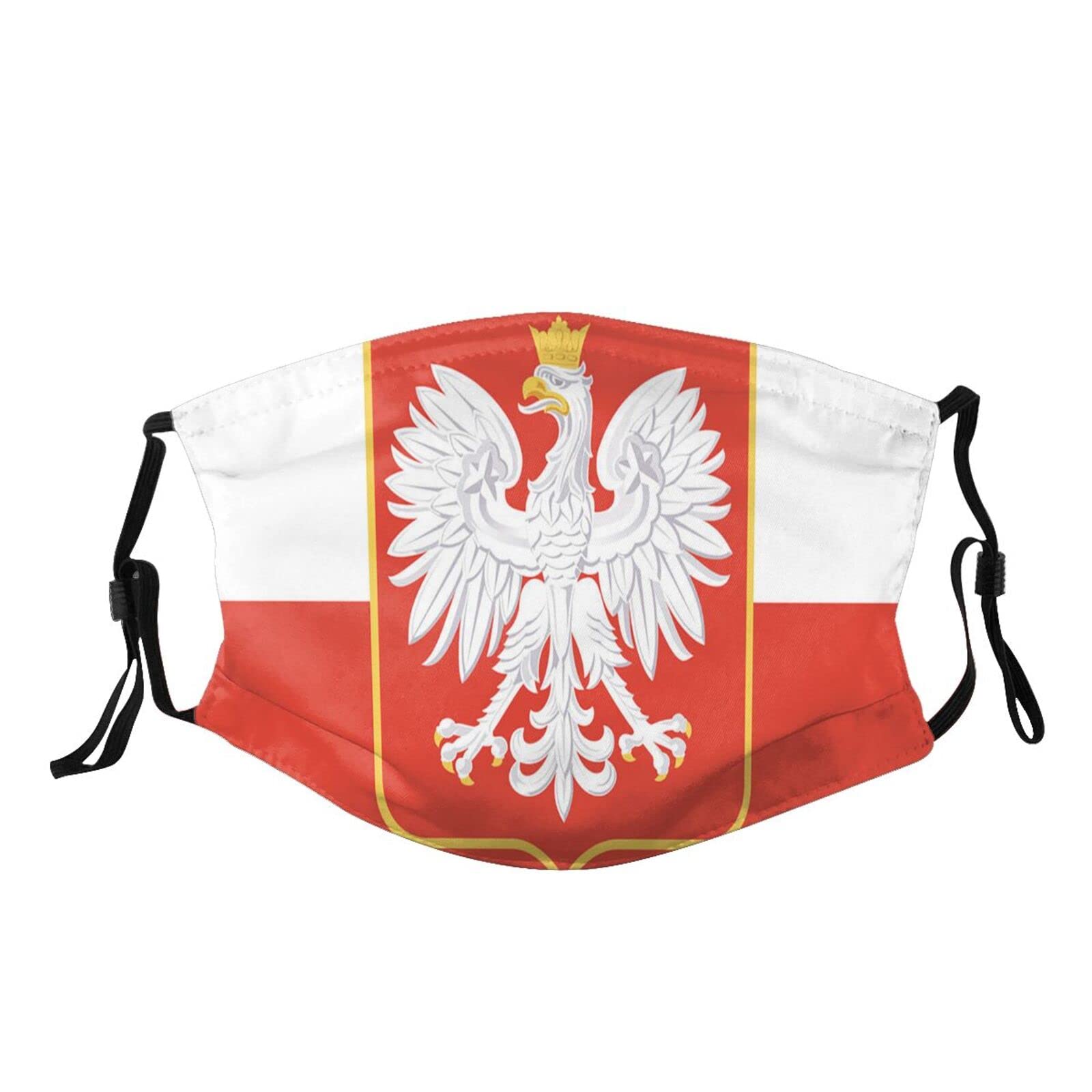 SSDXY Reusable Polish Flag & Eagle Face Mask with Filters - Anti Dust Protection for Men, Women & Adults - Black - Perfect for Outdoor Activities, Travel & Daily Commute