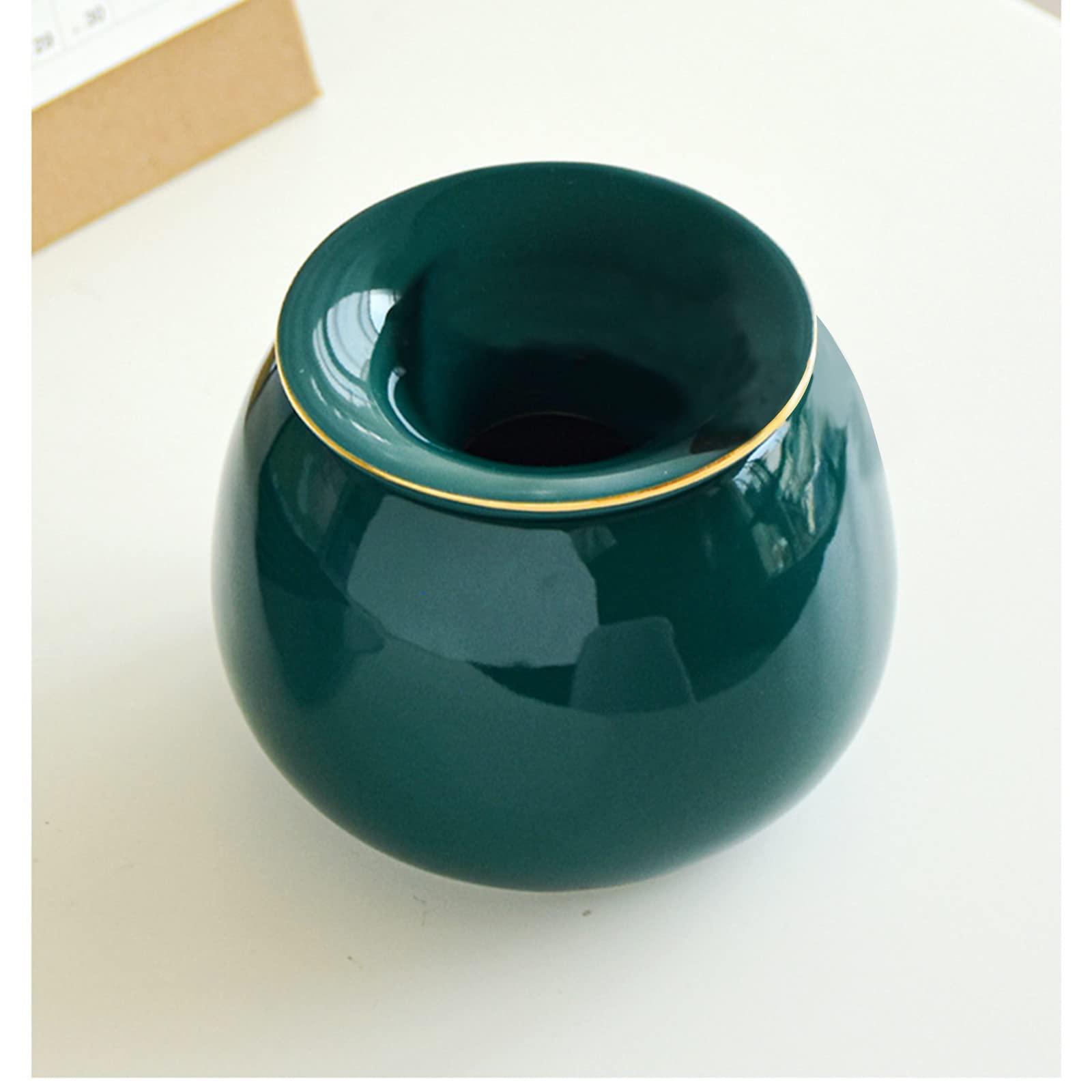 Handmade Ceramic Storage Jars & Decorative Boxes for Home, Kitchen & Office - Dark Green Unique Design - Perfect for Spice Storage, Bathroom Organizers & Indoor Decor