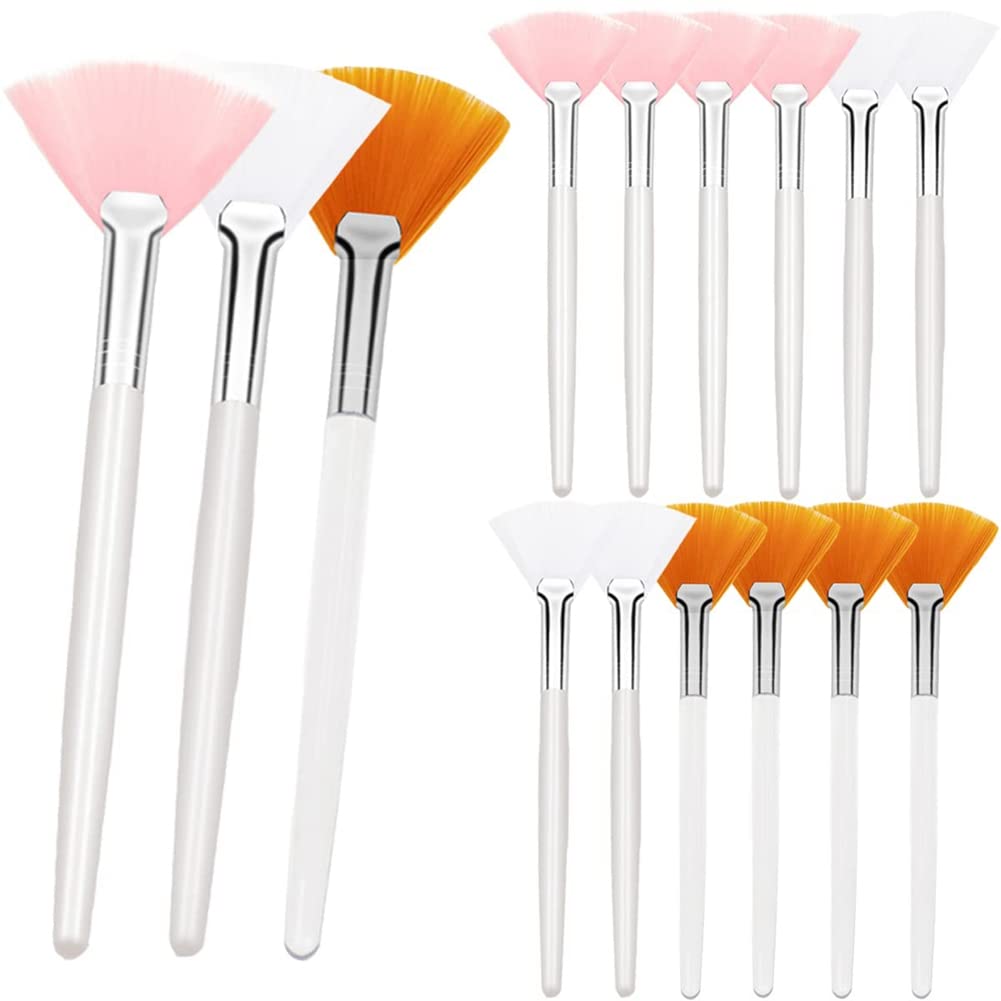 FUUIE 15PCS Soft Fan Brushes for Face - Professional Makeup & Skincare Brush Set for Foundation, Cream, Powder Application - Perfect for Makeup Artists & Home Beauty Routines
