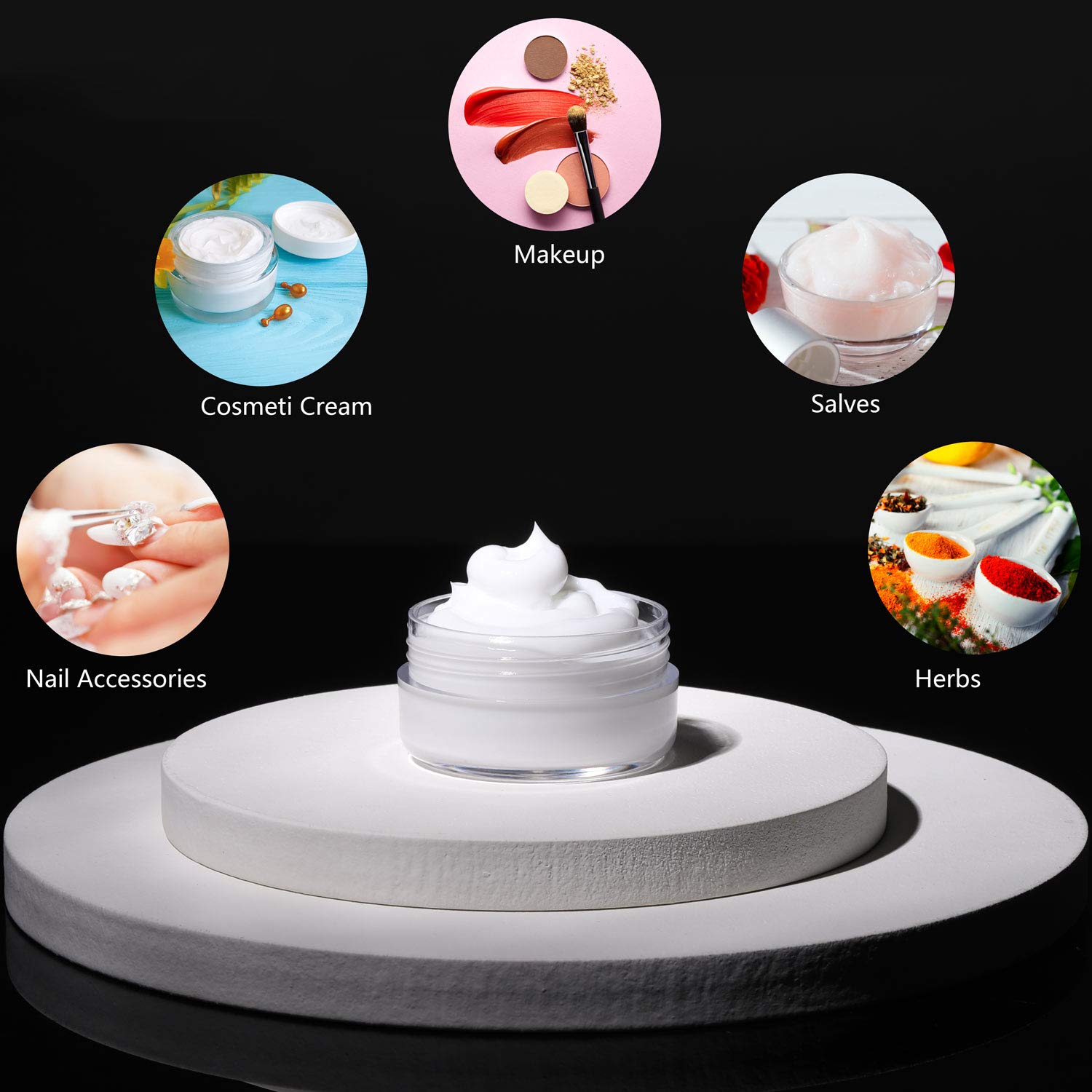 100-Pack 10g Small Plastic Sample Containers with Lids & 10 Cosmetic Spatulas - Refillable Makeup Jars for Lip Scrubs, Creams & Beauty Products | Travel-Friendly, Salon & DIY Skincare Use