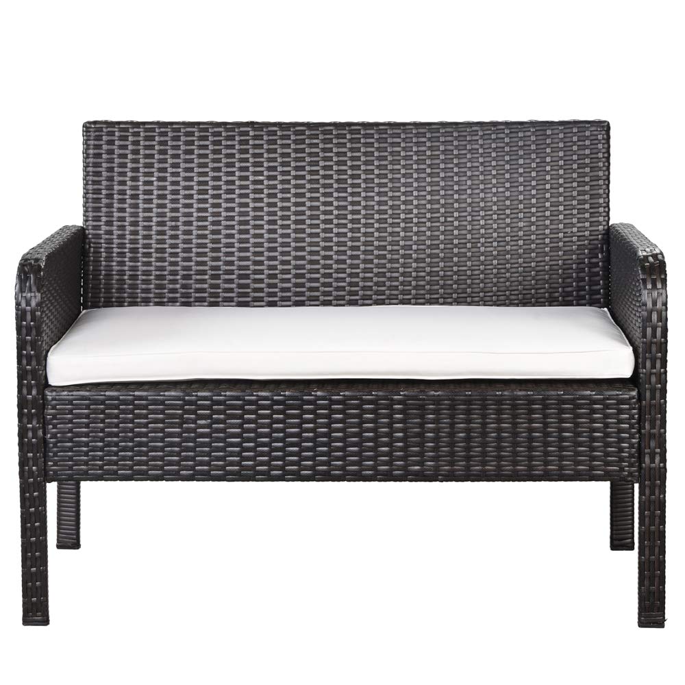 4-Piece Rattan Sofa Set with Cushions - Beige Outdoor Wicker Furniture for Patio, Garden, Poolside & Backyard Relaxation