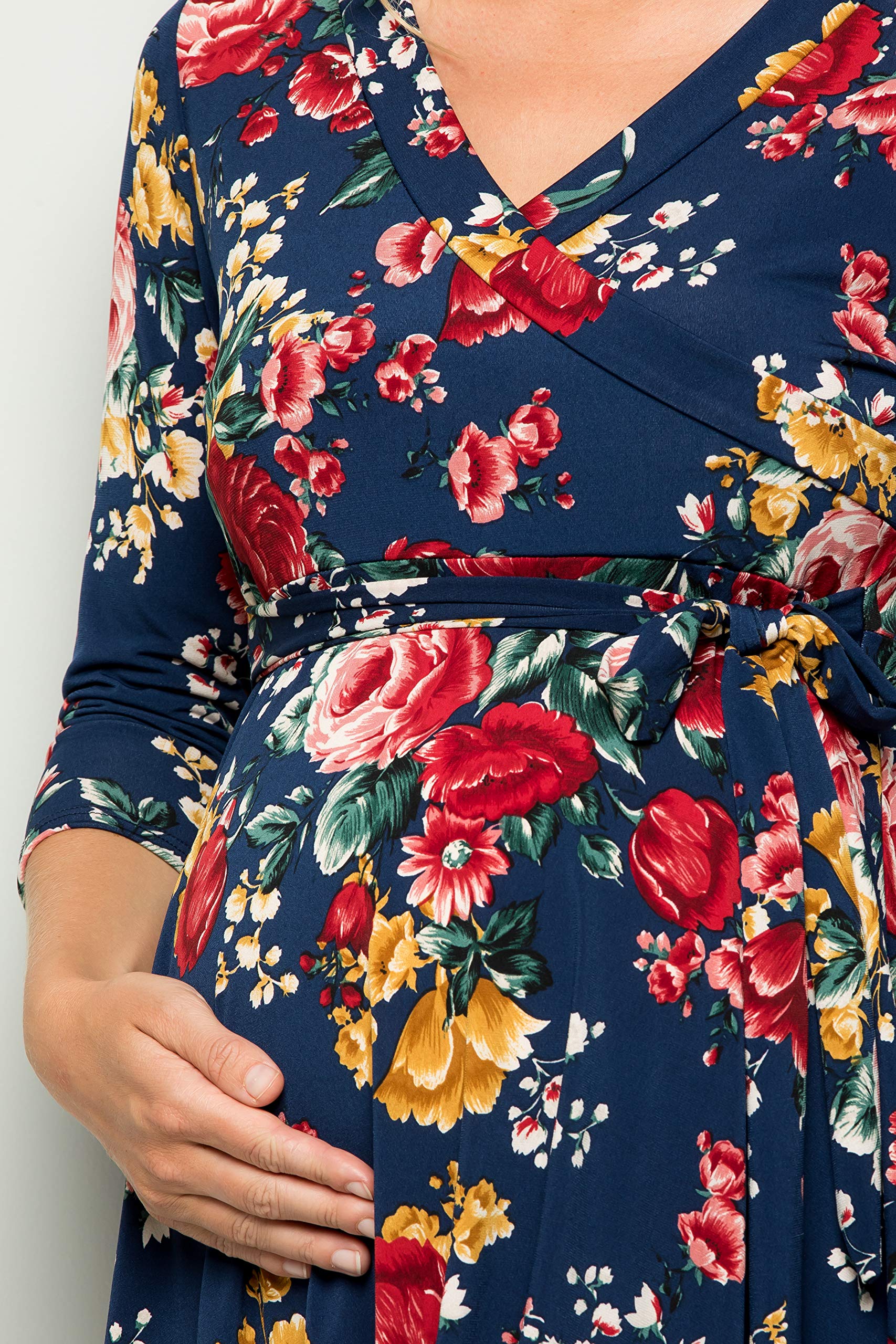 My Bump Women's Floral Maternity Dress - Made in USA - Comfortable Pregnancy Dress for Baby Shower, Maternity Photos & Everyday Wear