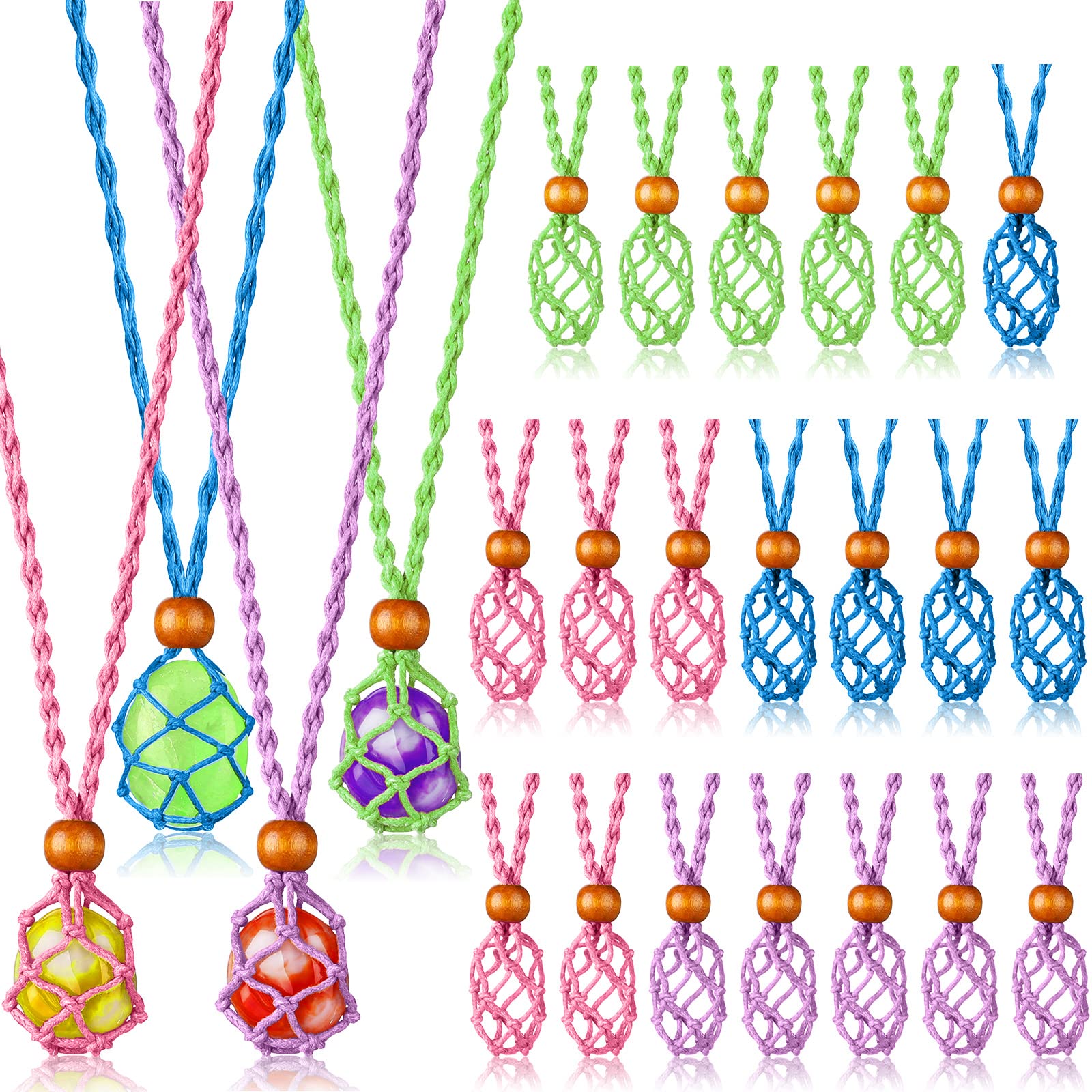 24 Pcs Adjustable Crystal Necklace Holder - Empty Stone Pendant Cage for Quartz, Amethyst & Gemstones | Jewelry Display & DIY Craft Organizer | Perfect for Crystal Healing, Gift Giving & Boho Fashion Accessories