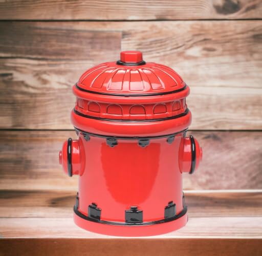 Premium Ceramic Red Fire Hydrant Cookie Jar - 10 Inch Height, Airtight Kitchen Storage Container for Cookies, Snacks & Dry Goods - Perfect for Home, Office or Gift Giving