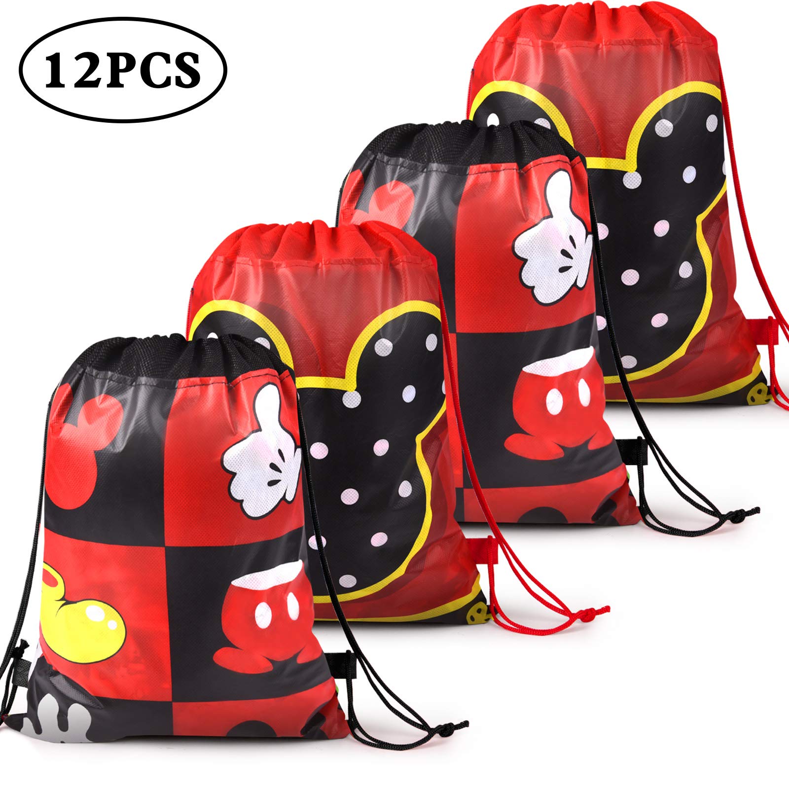 Rekcopu Mickey Mouse Favor Bags - Reusable Non-Woven Treat Candy Goodie Gift Bags for Baby Birthday Party Supplies & Baby Shower Decorations | Perfect for Mouse Theme Parties, Halloween Treats & Kids' Celebration Favors