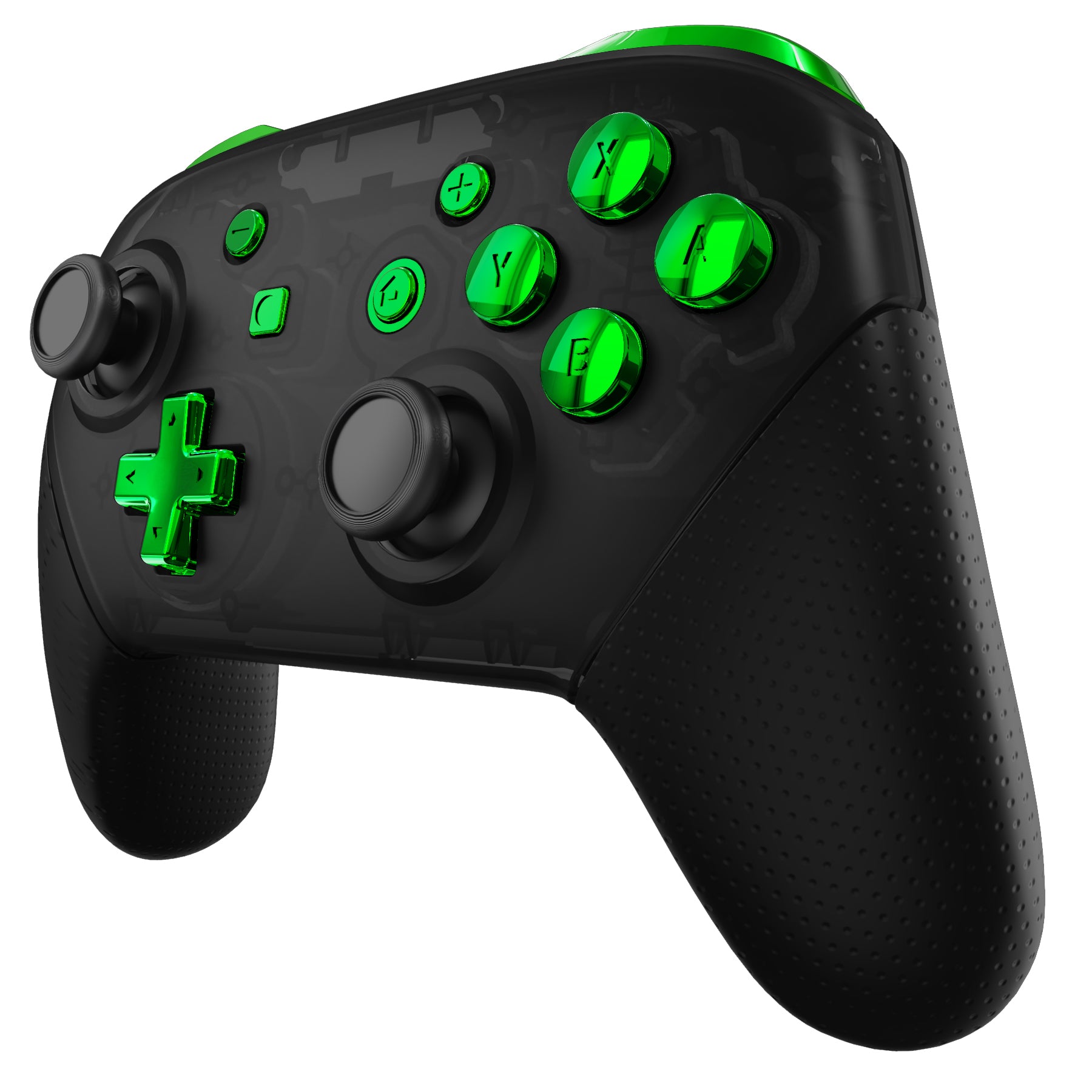 eXtremeRate DIY Replacement Full Set Buttons for Nintendo Switch Pro Controller - Chrome Green (KRD406) | Customize Your Gamepad for Enhanced Gaming Experience