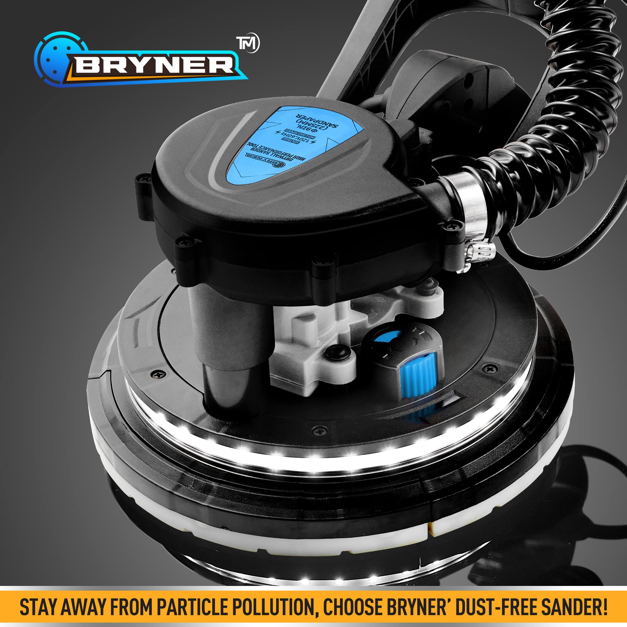 Electric Drywall Sander 800W with Vacuum - 95% Dust Removal, 12 Sanding Discs & LED Light - 6-Speed Adjustable (500-1800 RPM) - Perfect for Home Renovation, Wall Smoothing, and Professional Construction Projects