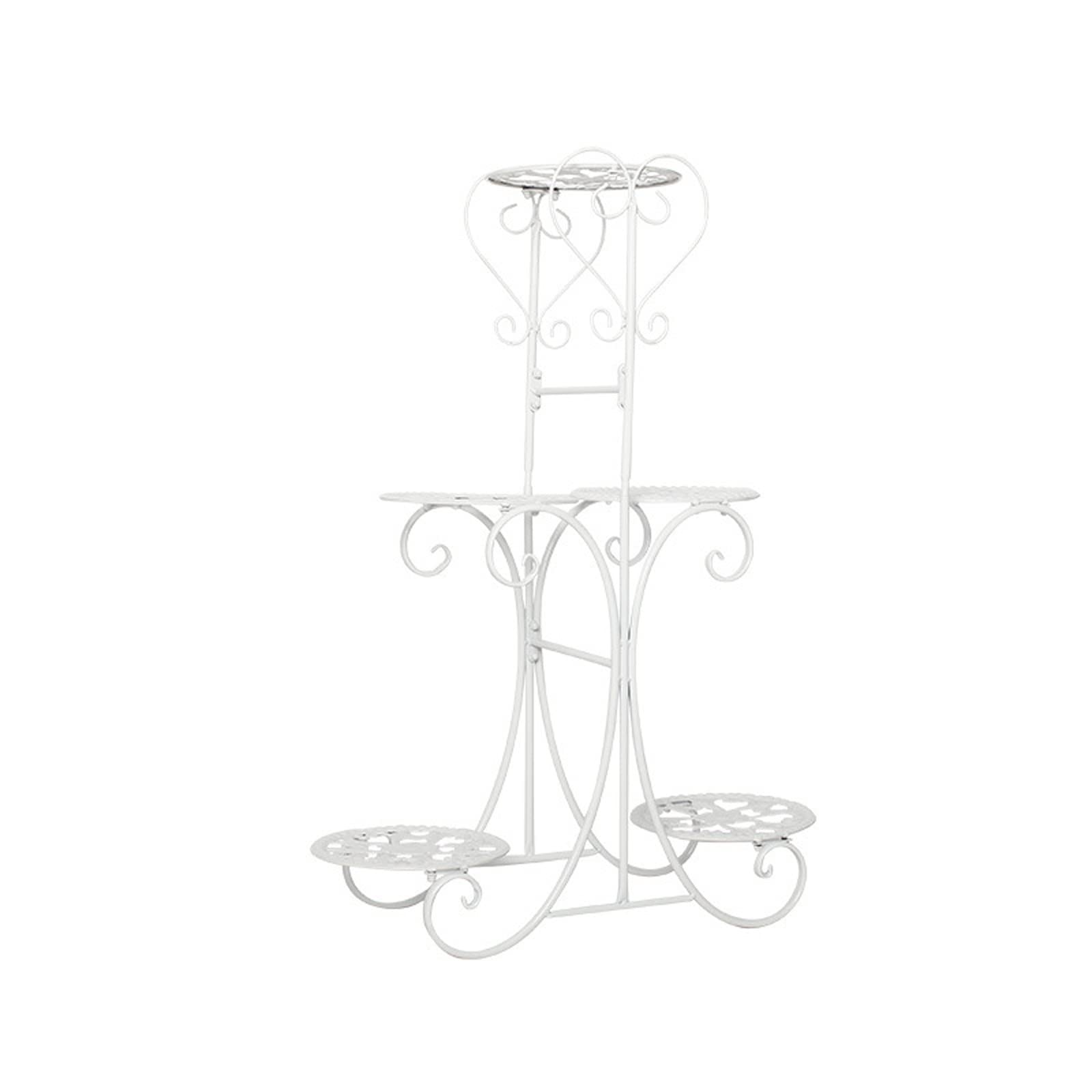 5 Tier Metal Plant Stand Shelf - Indoor Outdoor Flower Pot Rack for Garden, Patio, Balcony & Courtyard | White Decorative Display Stand for Home & Terrace Decor