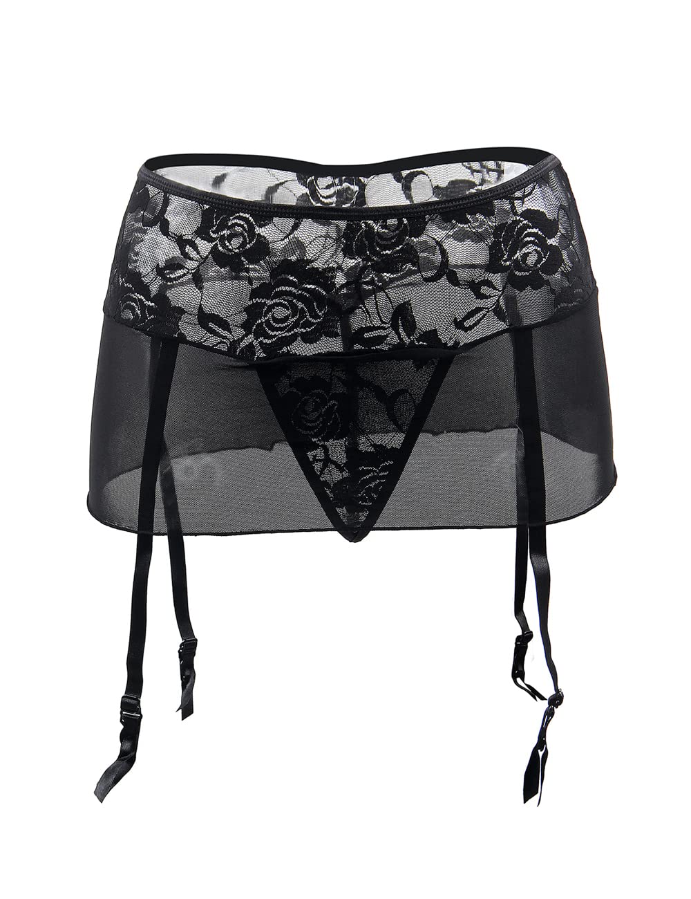 Ohmydear Women's Plus Size Lace Mesh Suspender Garter Belt - Adjustable Straps Sexy Lingerie Set (No Stockings Included) | Perfect for Bridal, Boudoir & Special Occasions