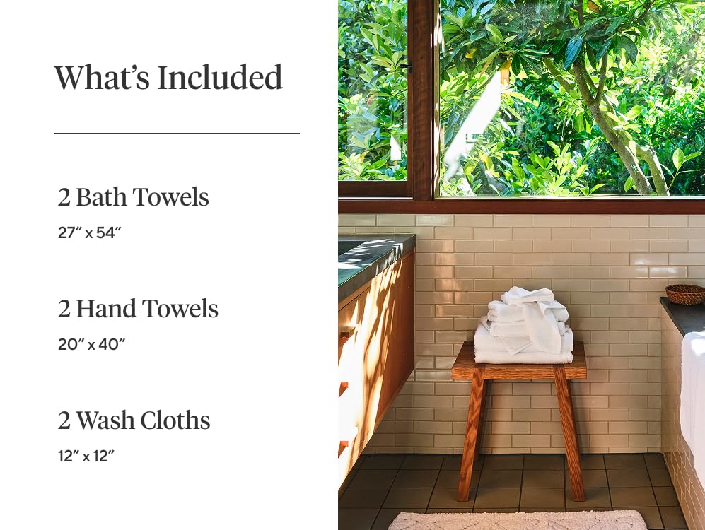 Coyuchi Air Weight Organic Cotton Towels Set of 6 - Ultra Soft Bath Towels for Spa, Gym & Beach - Shadow Color | Eco-Friendly Luxury Bath Linens