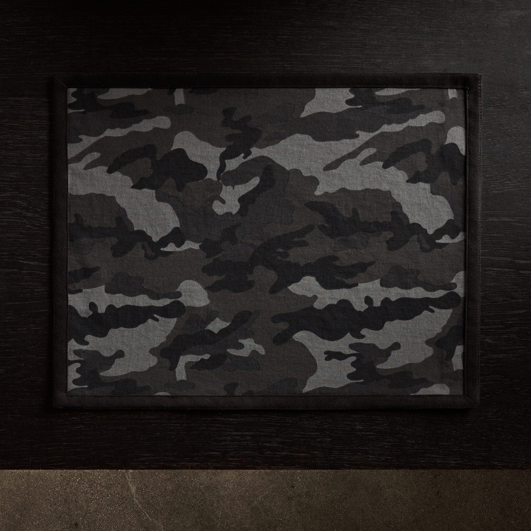 Premium Camo Placemat with Suede Trim - Night Camo/Black Waterproof Table Mat for Outdoor Camping & Hunting Gear Accessories