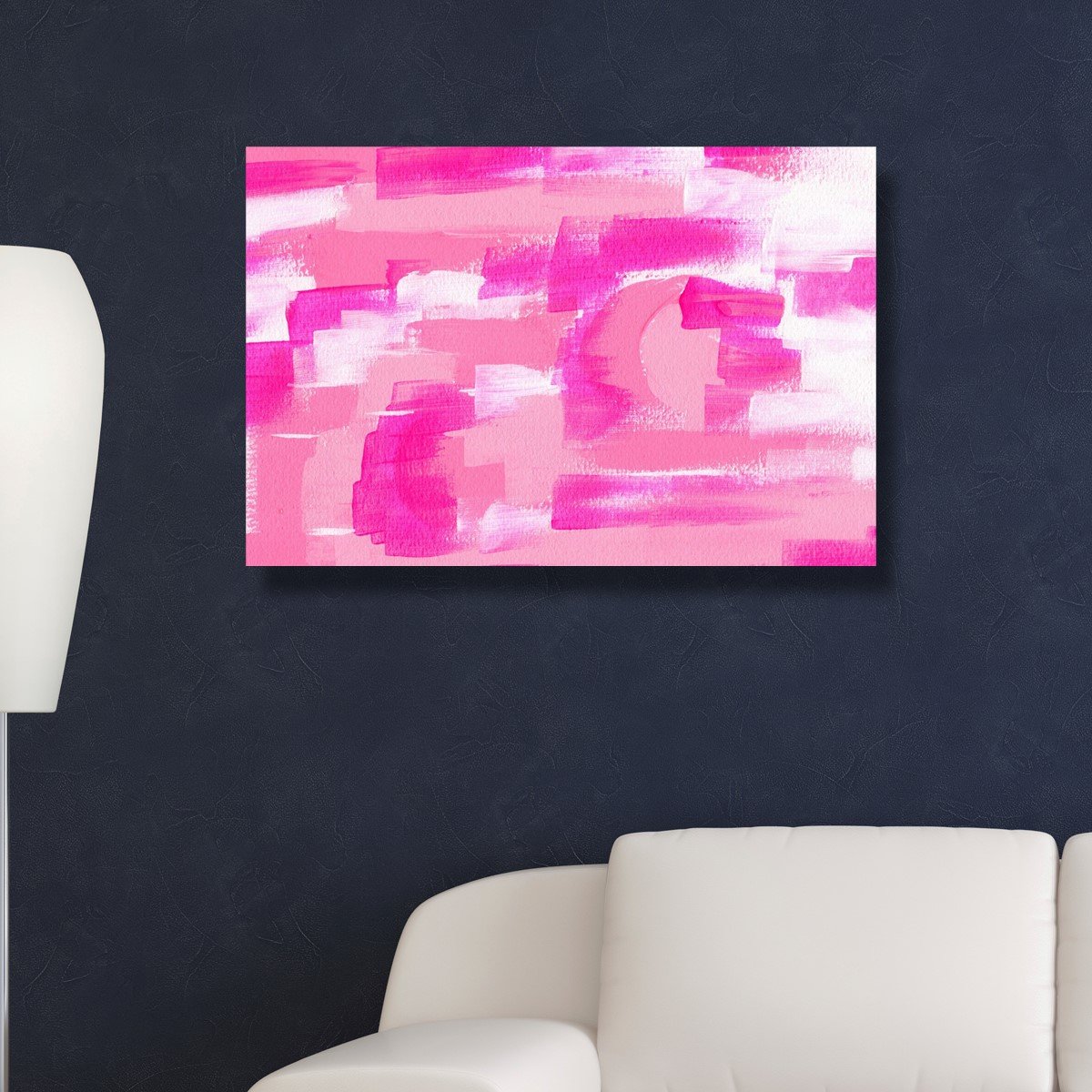 Abstract Wall Art Canvas Print 'Party Doll' - Pink & White Modern Home Decor - 30