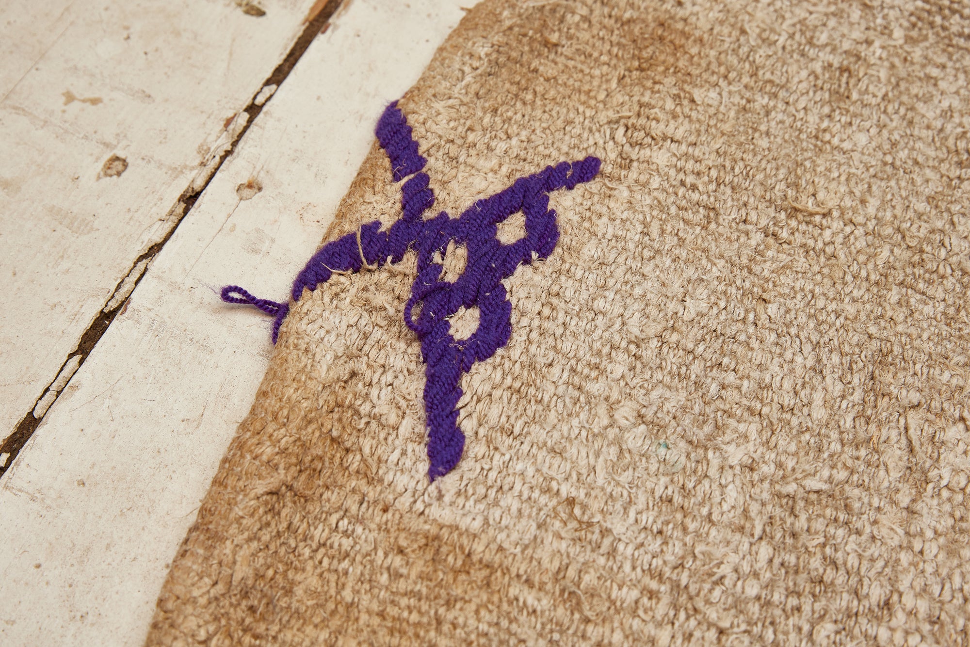 Eco-Friendly Striped Hemp Carpet with Floating Symbols - 6'8