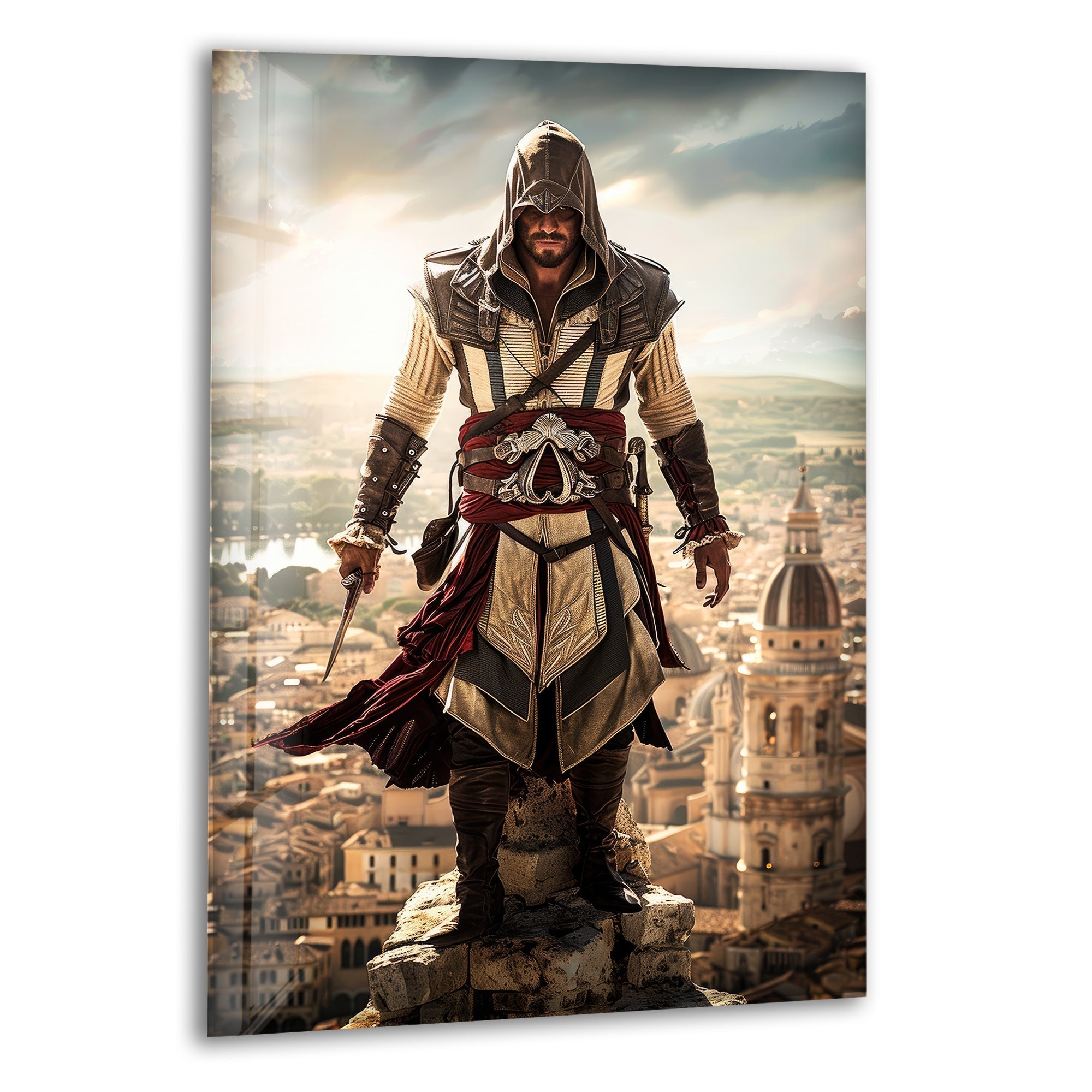 Assassin's Creed Movie Inspired Glass Wall Art Decor - Premium Tempered Glass Print for Home, Office, or Gaming Room - Perfect for Fans of Video Game and Action Movie Collectibles